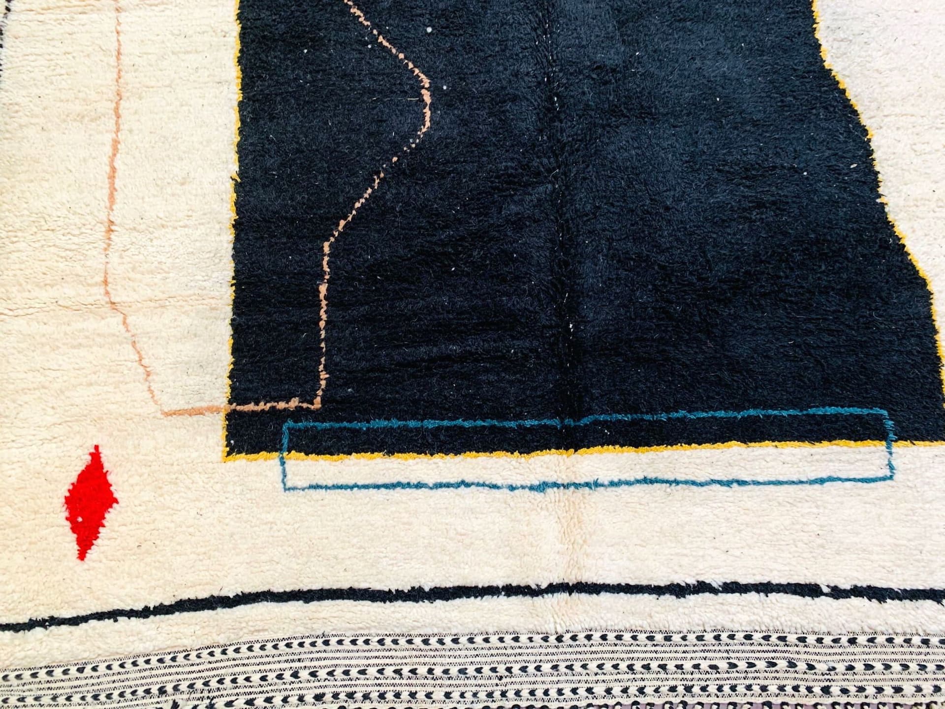 Neutral Black Block Beni Ourain Rug