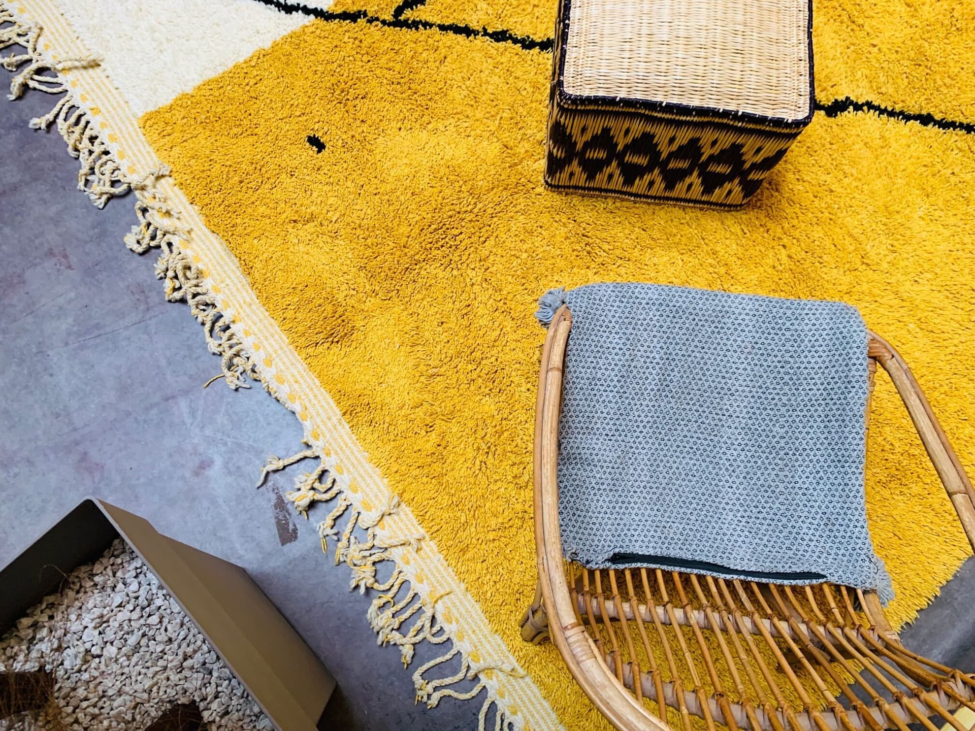 Yellow Moroccan Rugs - Handmade Beni Ourain Style - berber area rug - Large authentic Moroccan rug - Teppich marokko