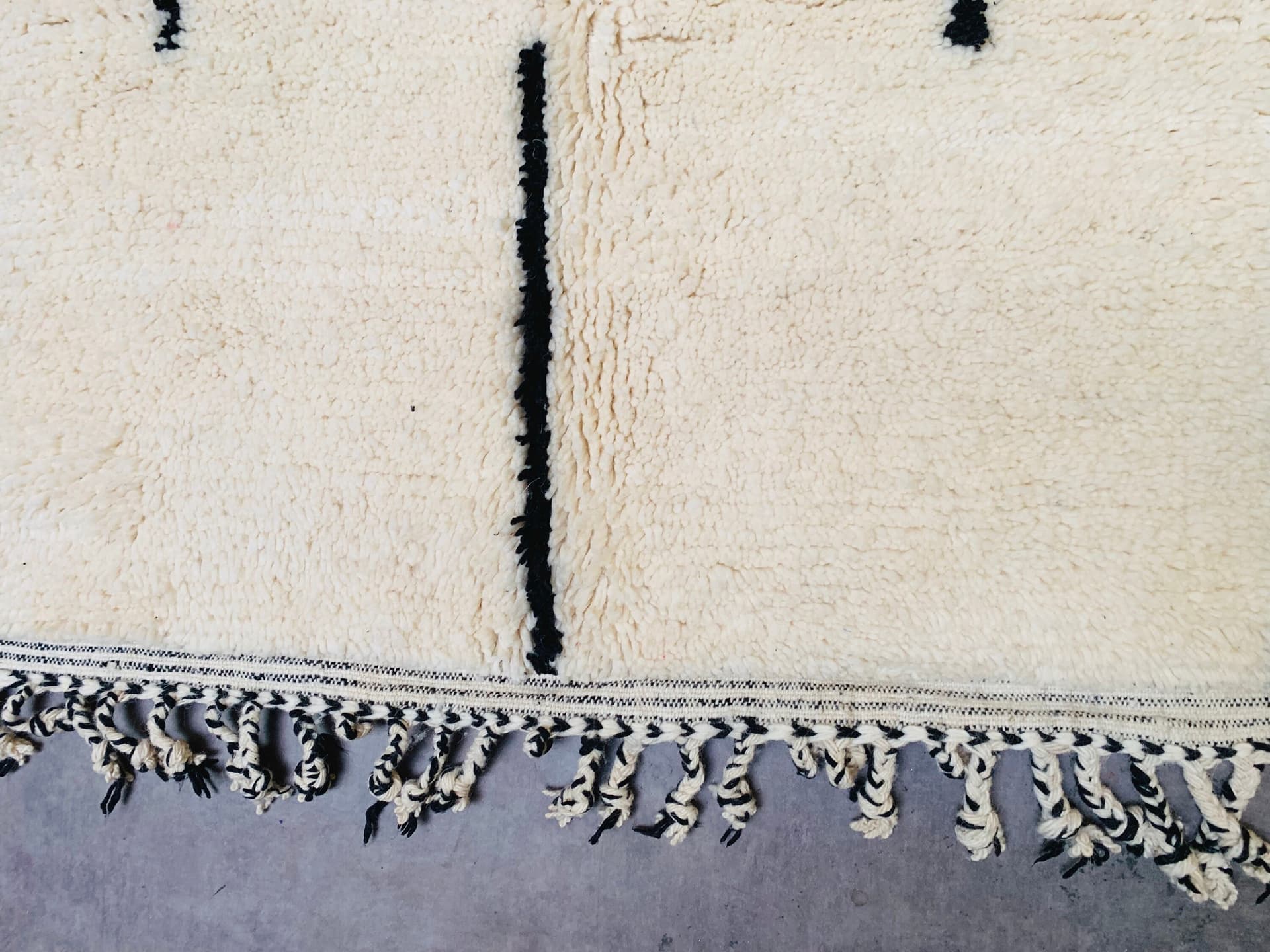 Ivory Asymmetric Grid Beni Ourain Rug