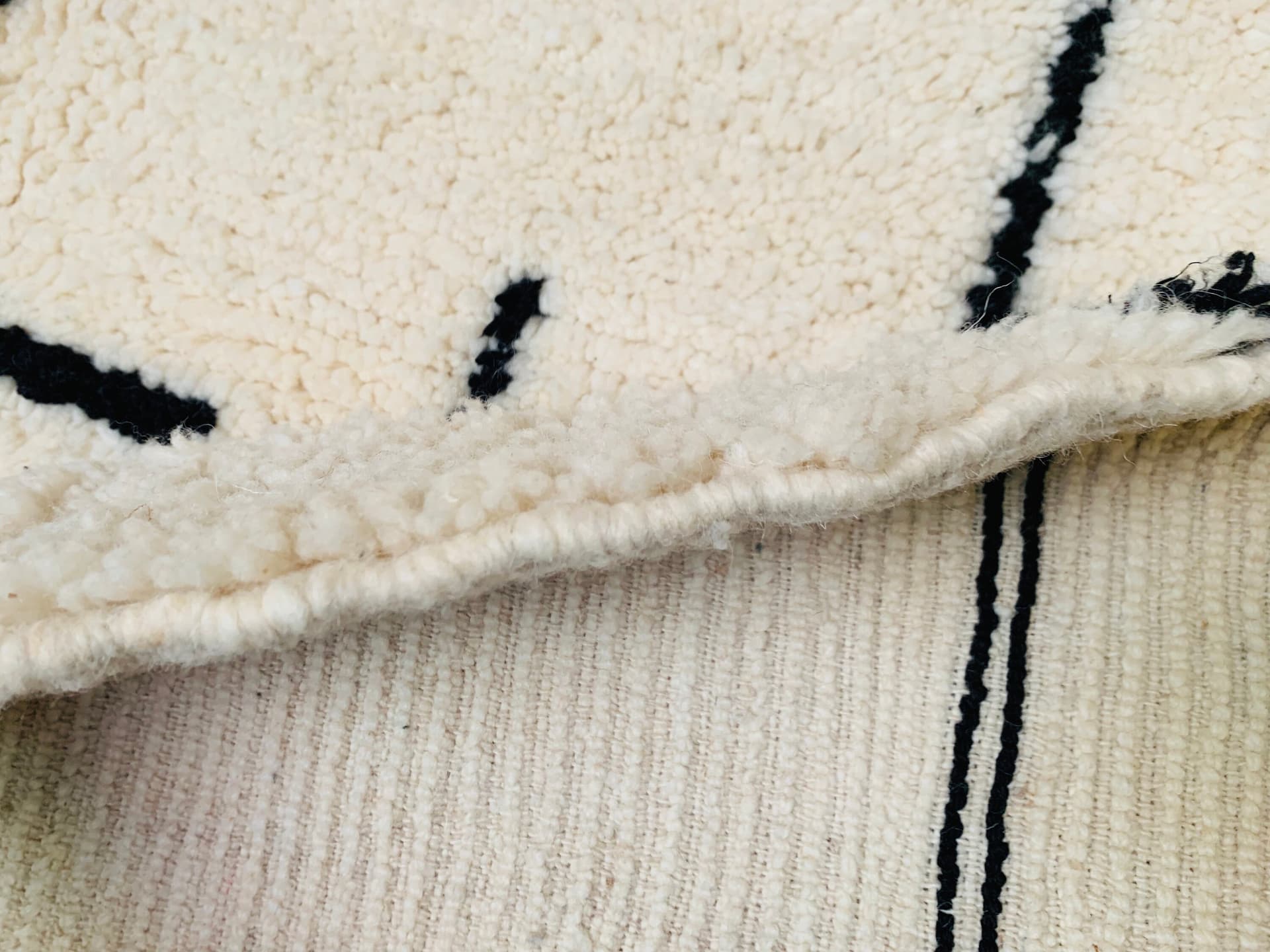 Ivory Asymmetric Grid Beni Ourain Rug