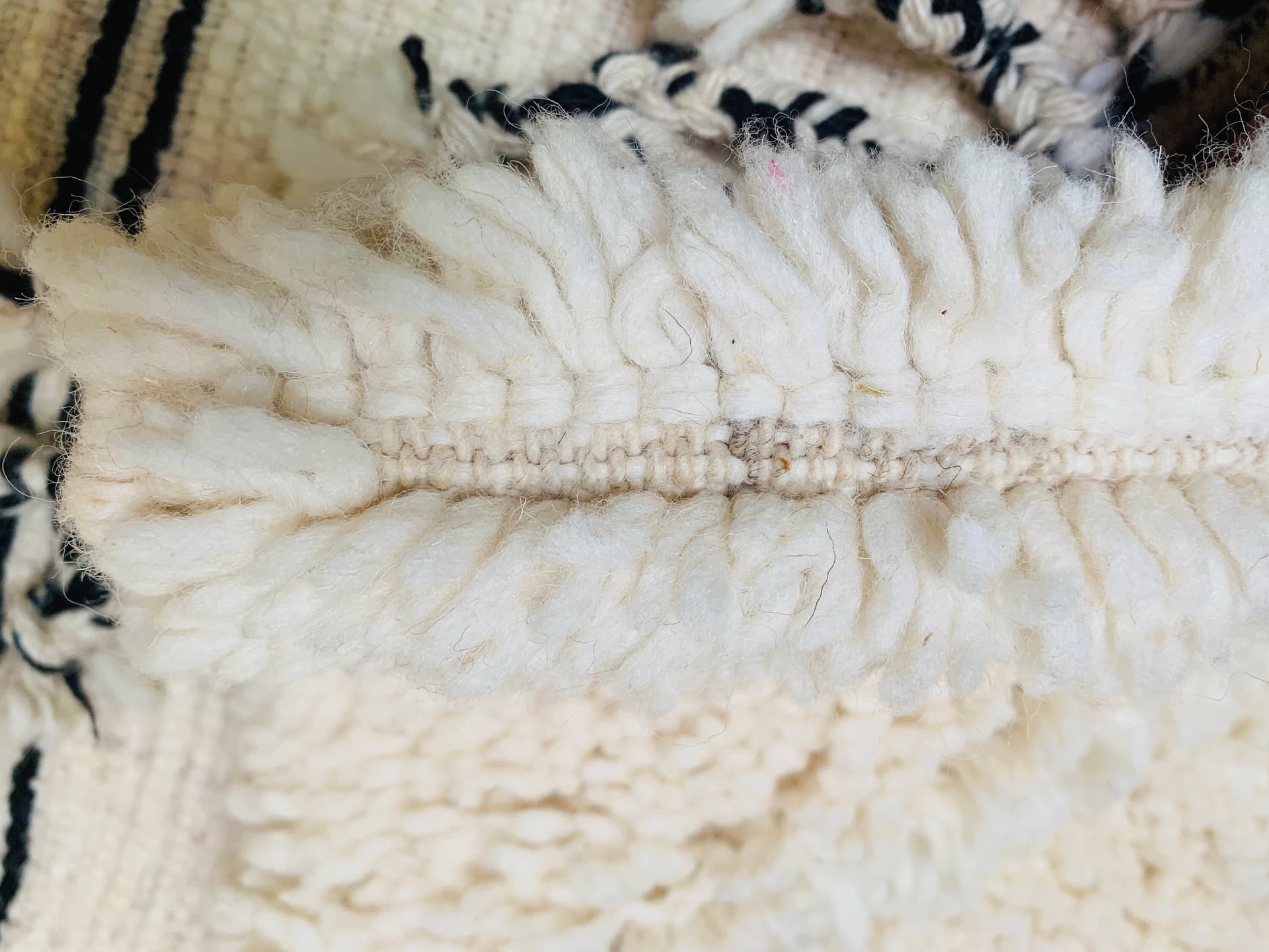 Ivory Asymmetric Grid Beni Ourain Rug