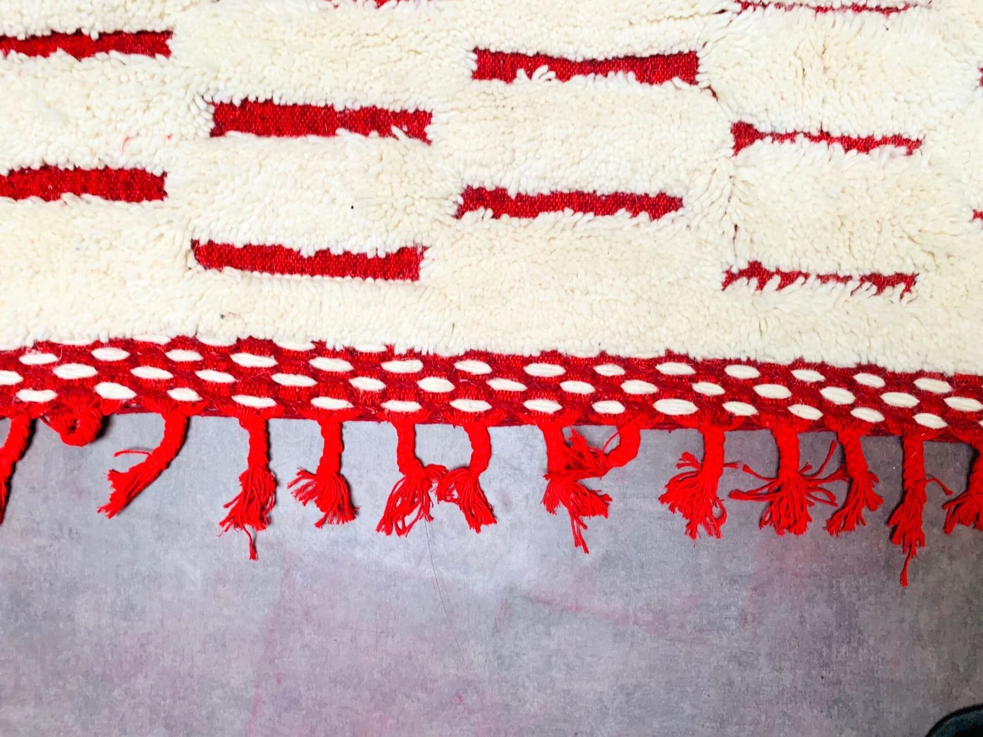 Ivory Red Brickwork Beni Ourain Rug