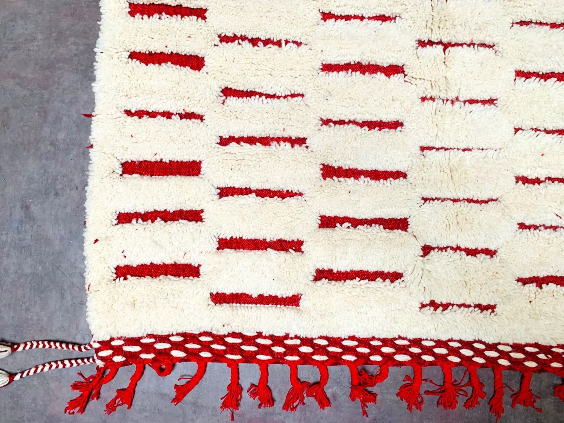 Ivory Red Brickwork Beni Ourain Rug