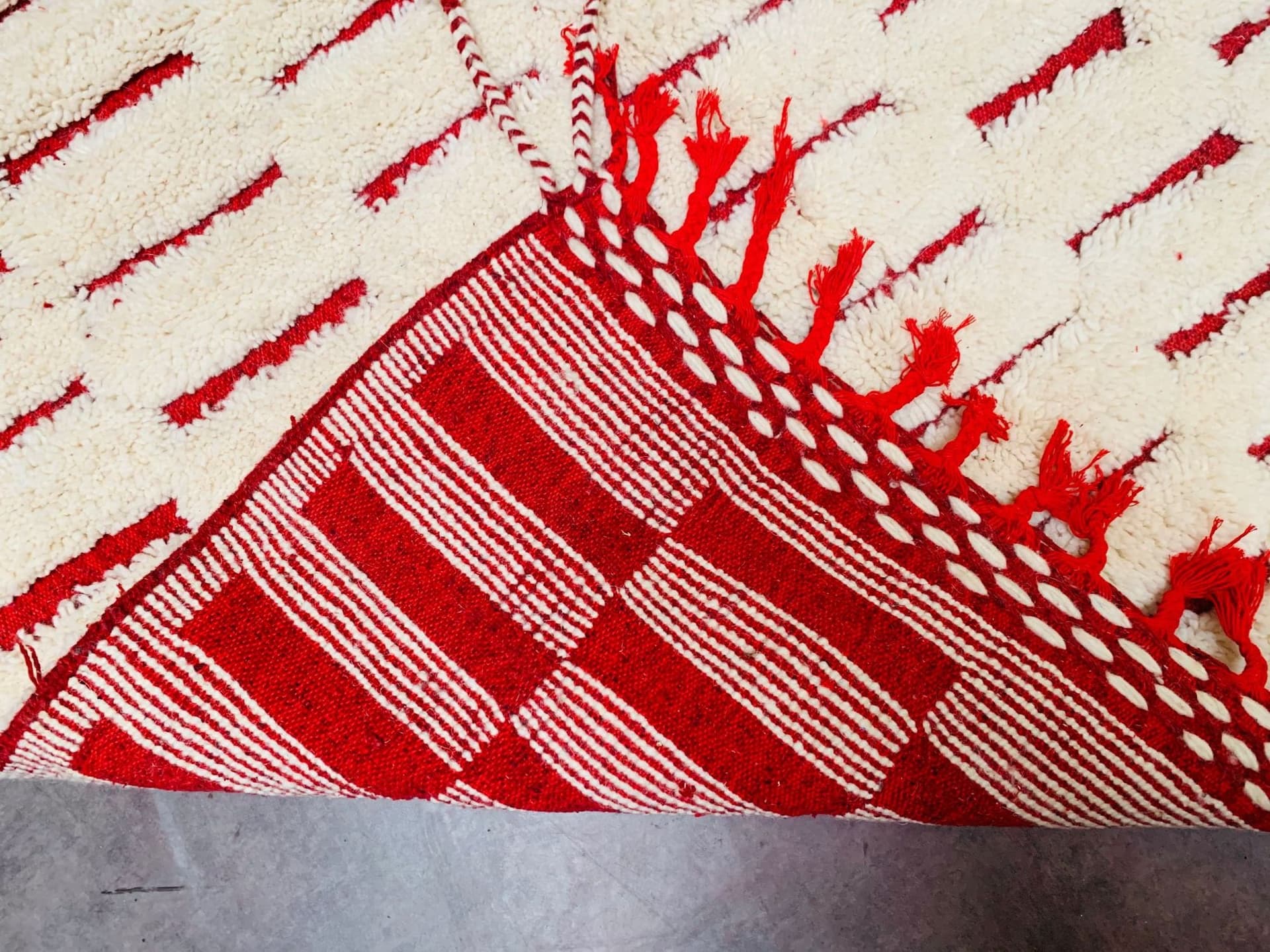 Ivory Red Brickwork Beni Ourain Rug