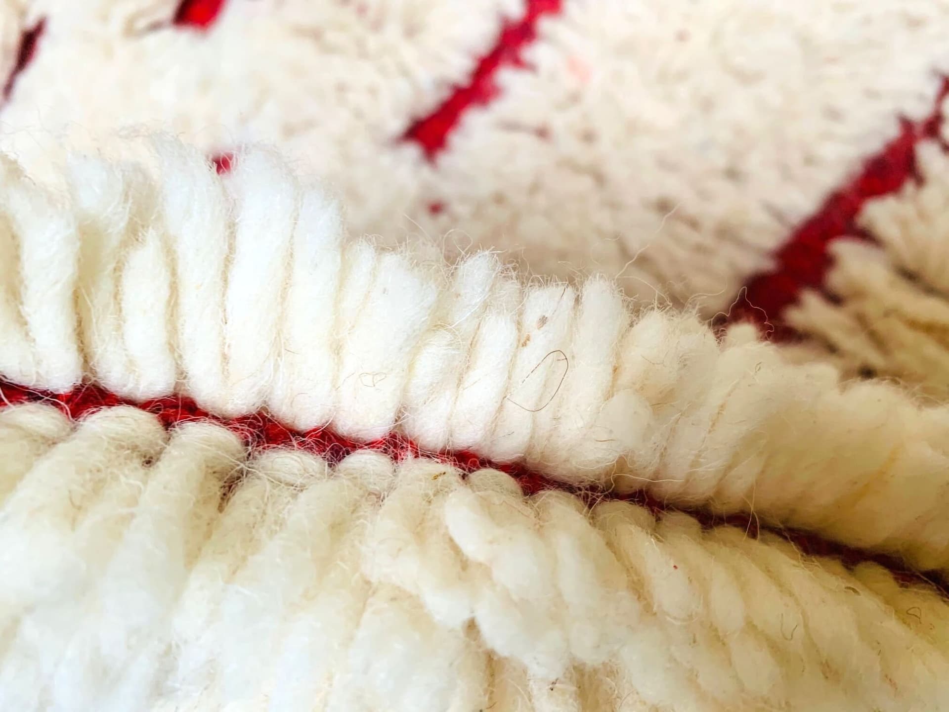 Ivory Red Brickwork Beni Ourain Rug