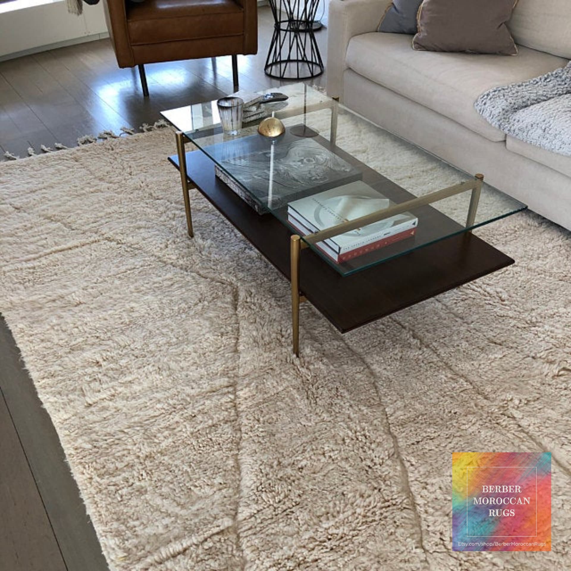 Beni Ourain solid rug - 100% wool Beber Moroccan carpet