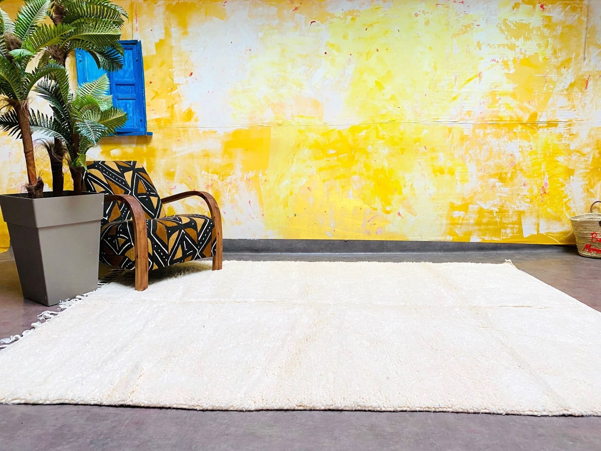 Beni Ourain solid rug - 100% wool Beber Moroccan carpet