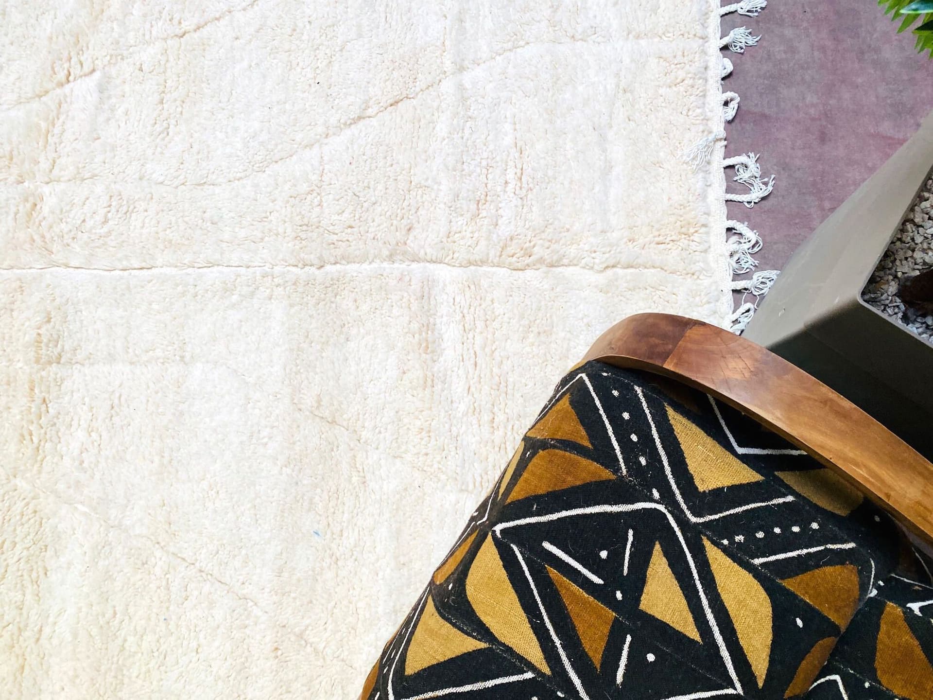Beni Ourain solid rug - 100% wool Beber Moroccan carpet