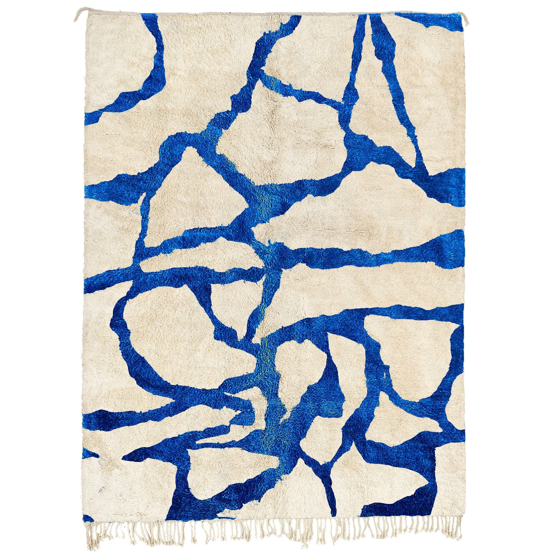 Blue Abstract Line Beni Mrirt Rug
