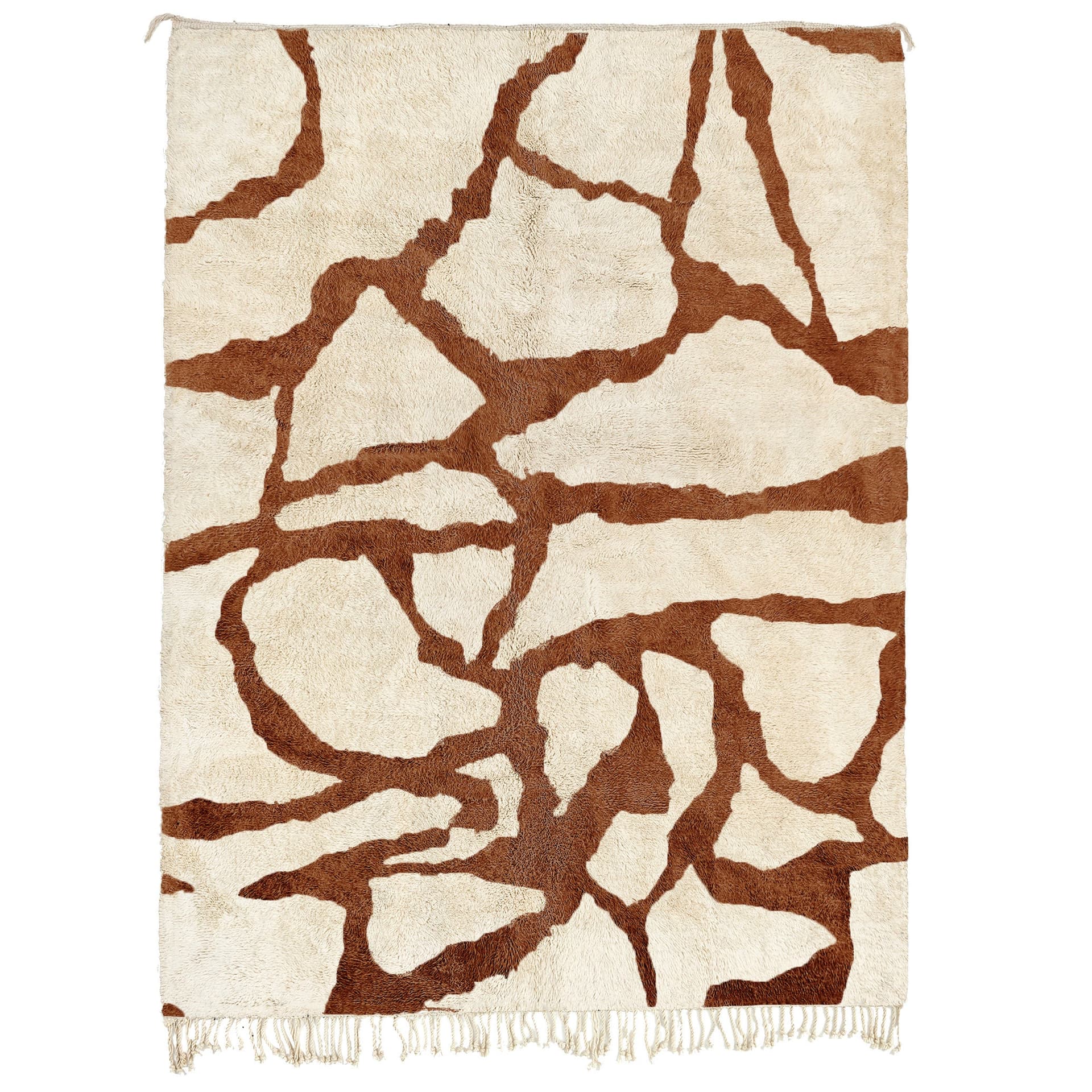 Ivory Brown Abstract Beni Mrirt Rug