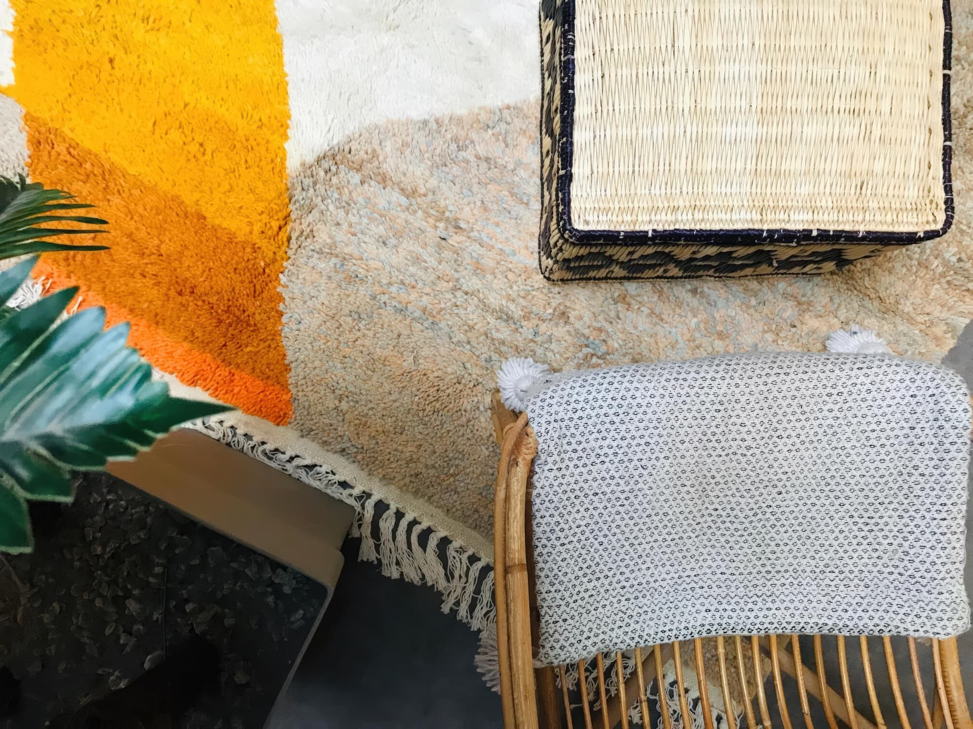 Neutral Orange Accent Beni Ourain Rug