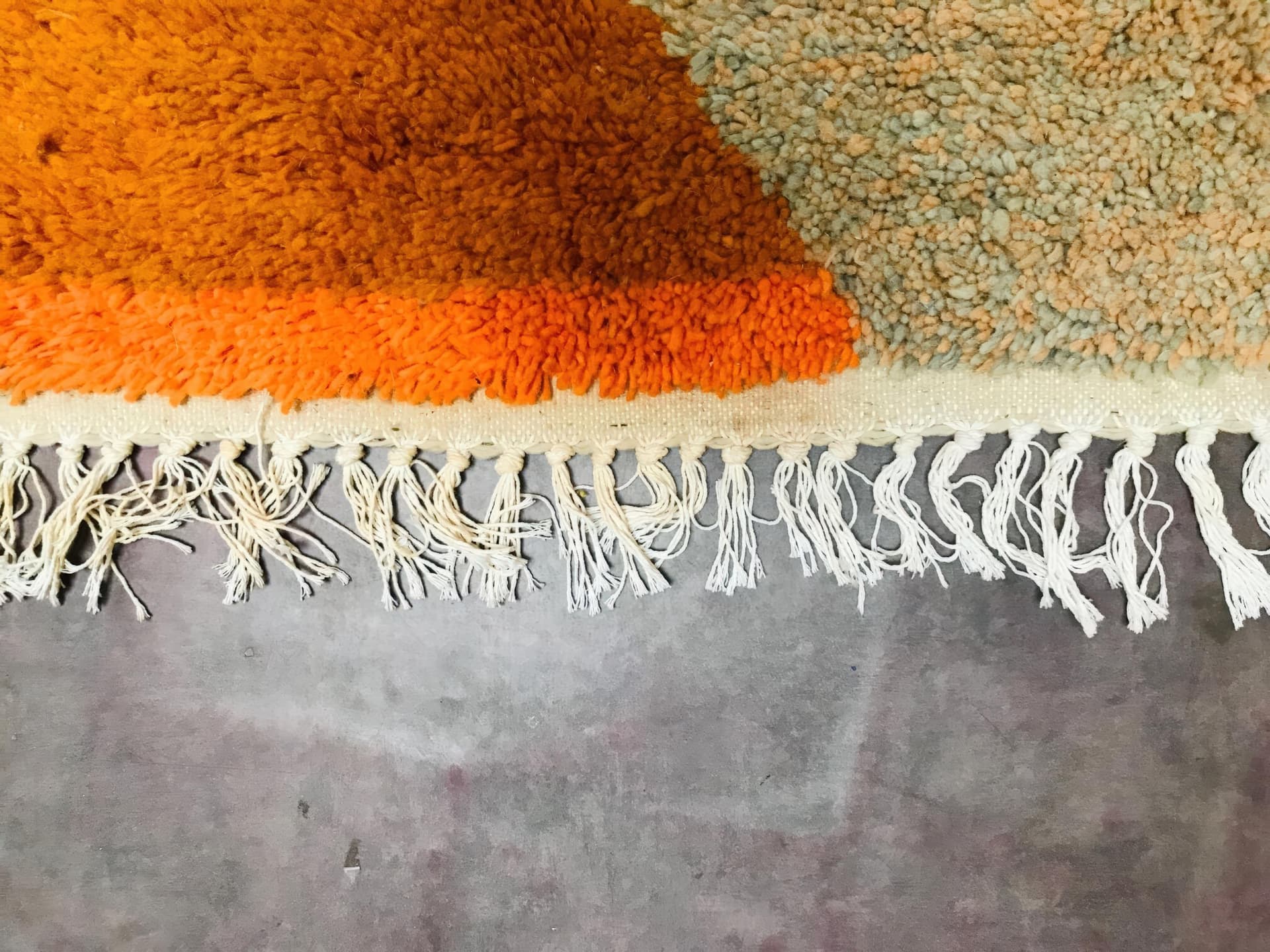 Neutral Orange Accent Beni Ourain Rug