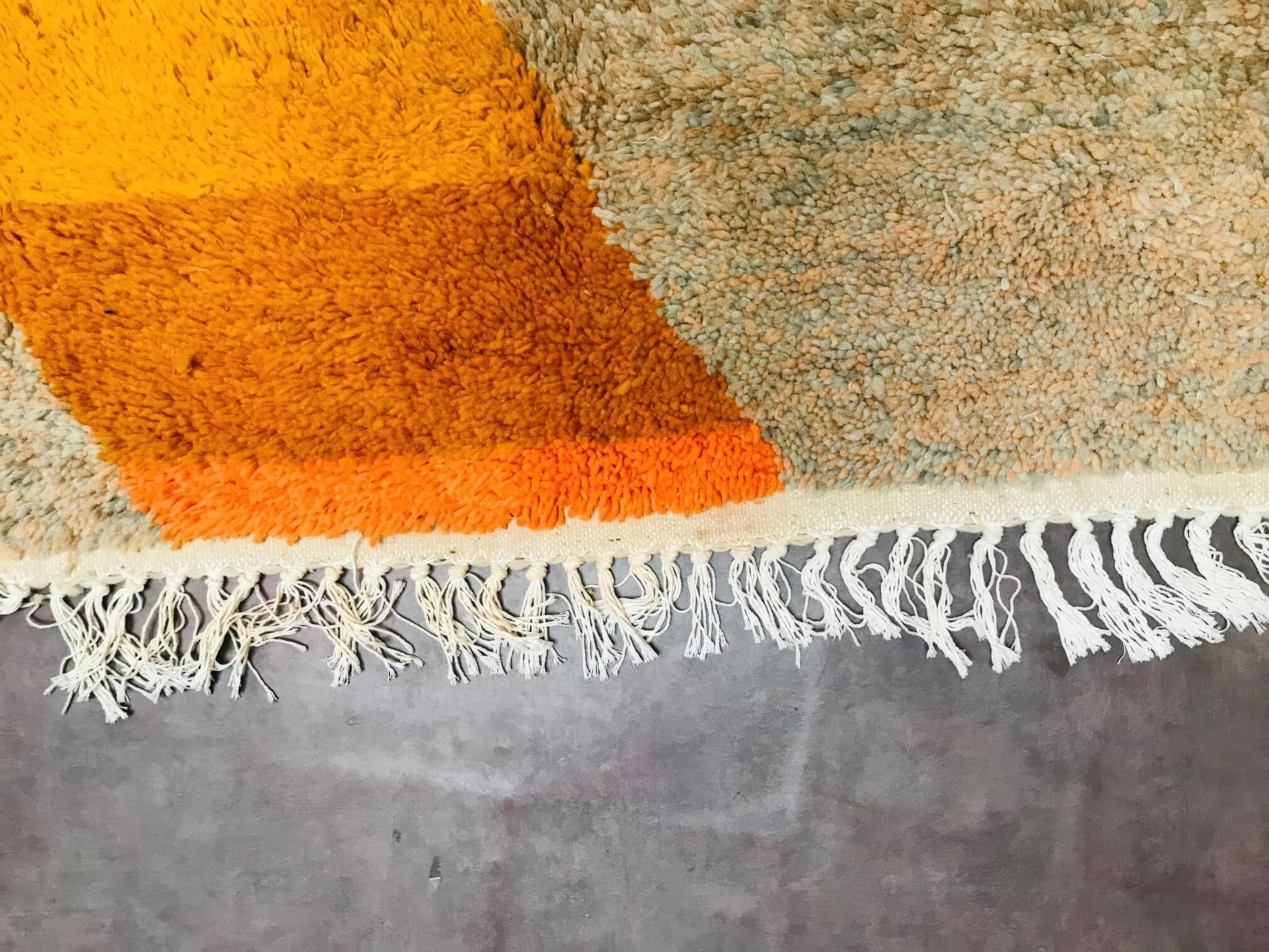 Neutral Orange Accent Beni Ourain Rug