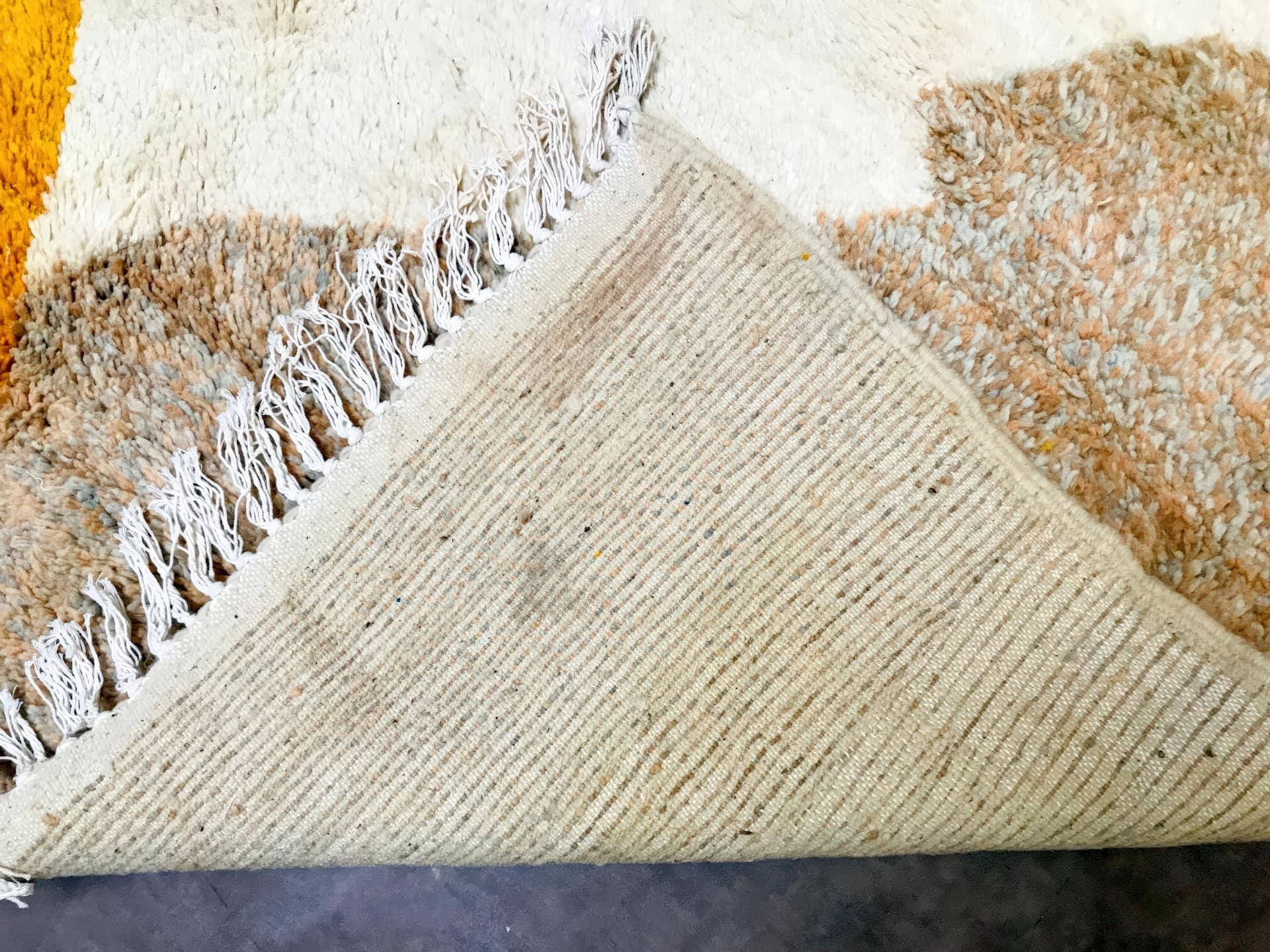 Neutral Orange Accent Beni Ourain Rug