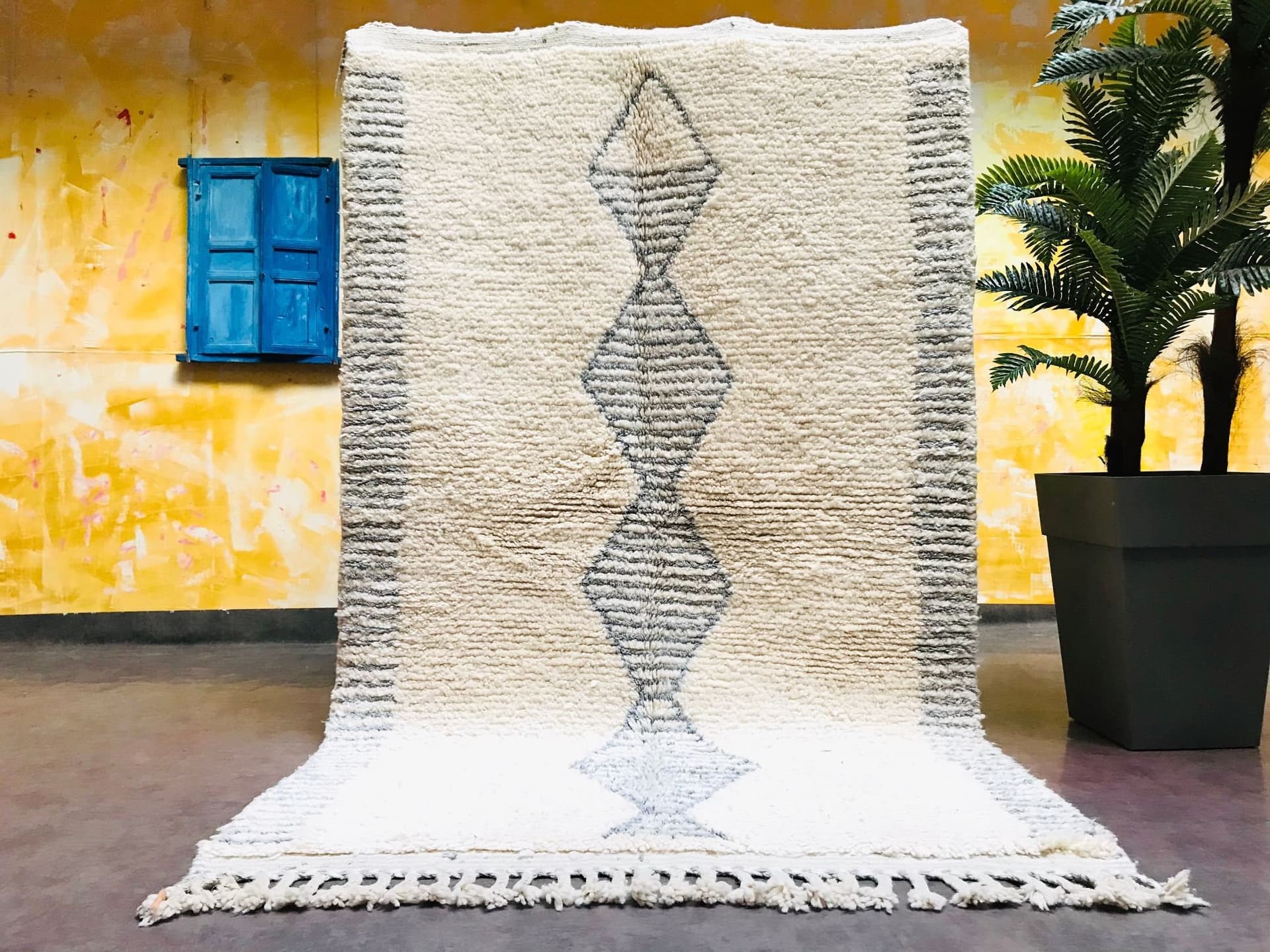 Ivory Hourglass Beni Ourain Rug
