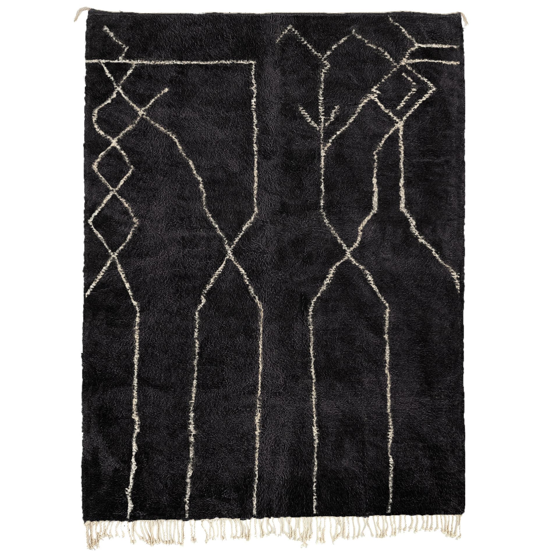 Black Ivory Lattice Beni Ourain Rug
