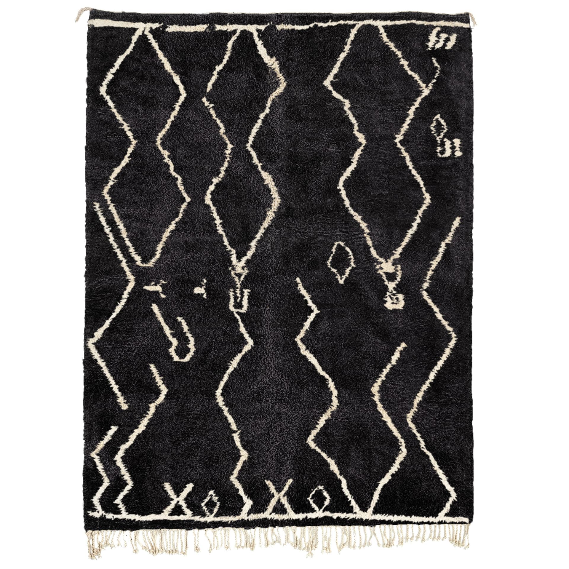 Black Organic Diamond Beni Ourain Rug