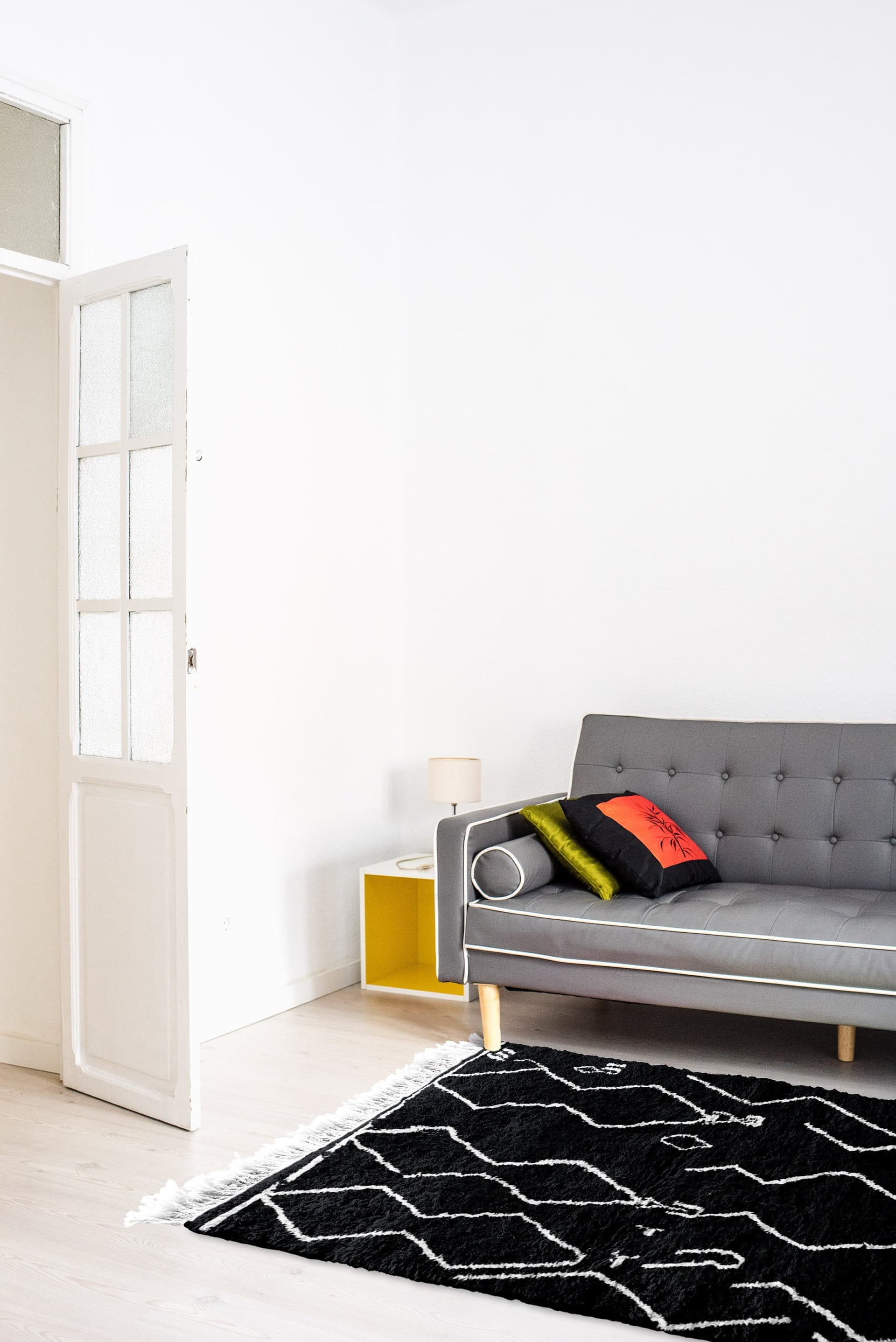 Black Organic Diamond Beni Ourain Rug