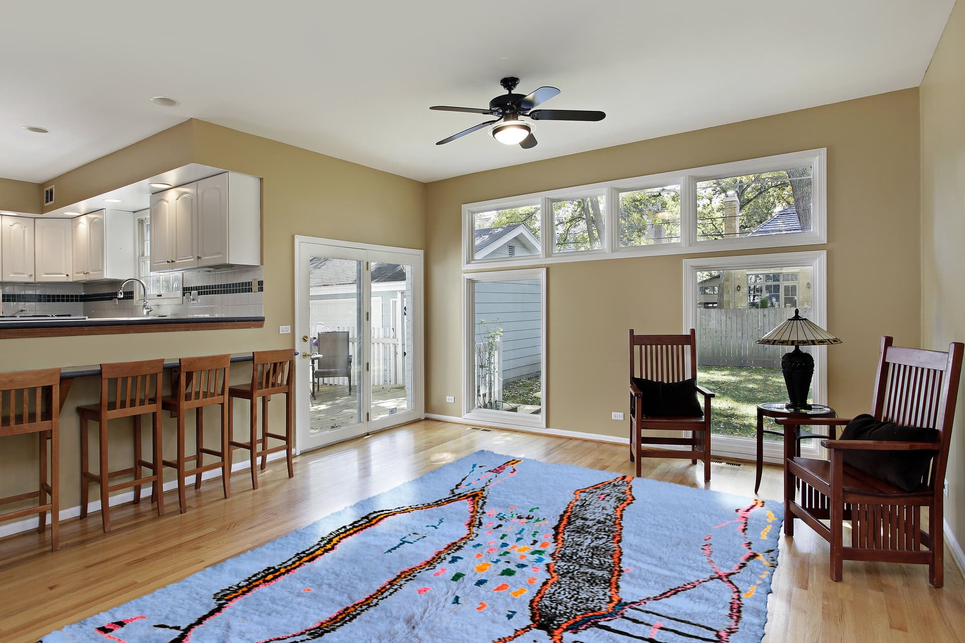 Light Blue Ladder Abstract Rug