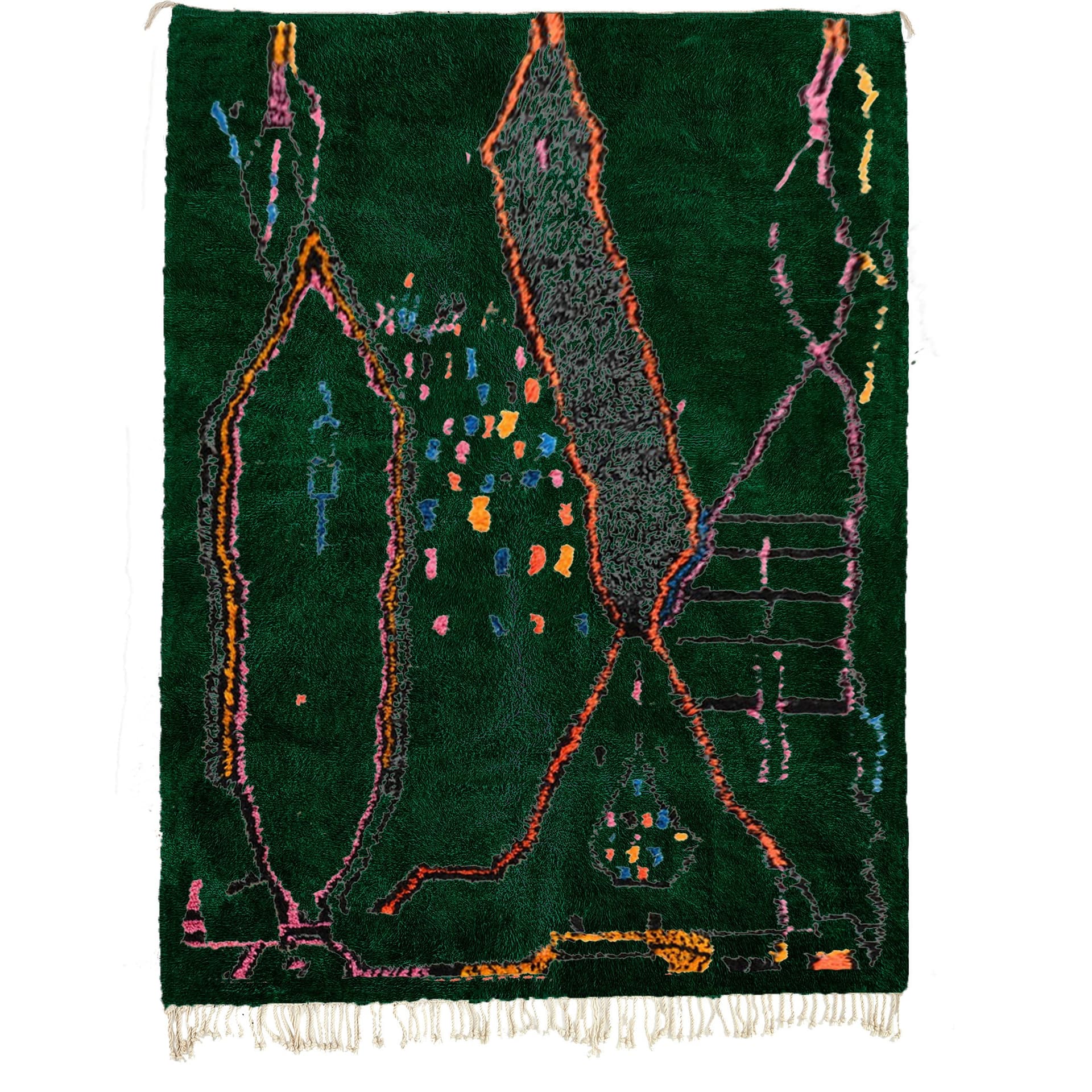 Emerald Green Abstract Line Rug