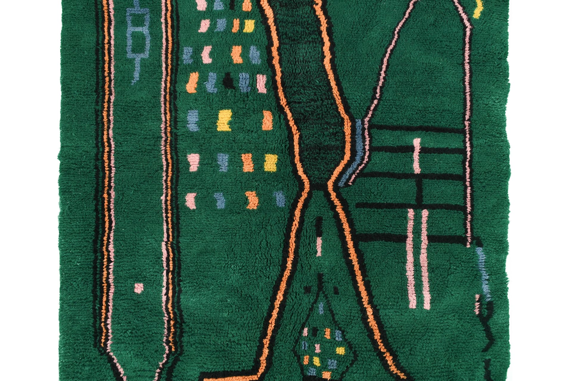 Emerald Green Abstract Line Rug