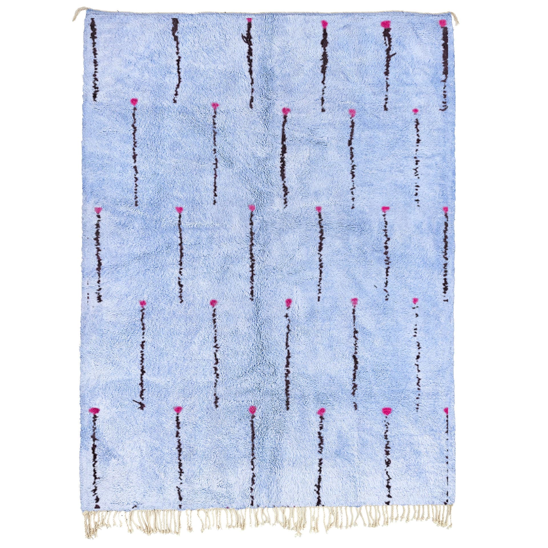 Light Blue Linear Beni Mrirt Rug
