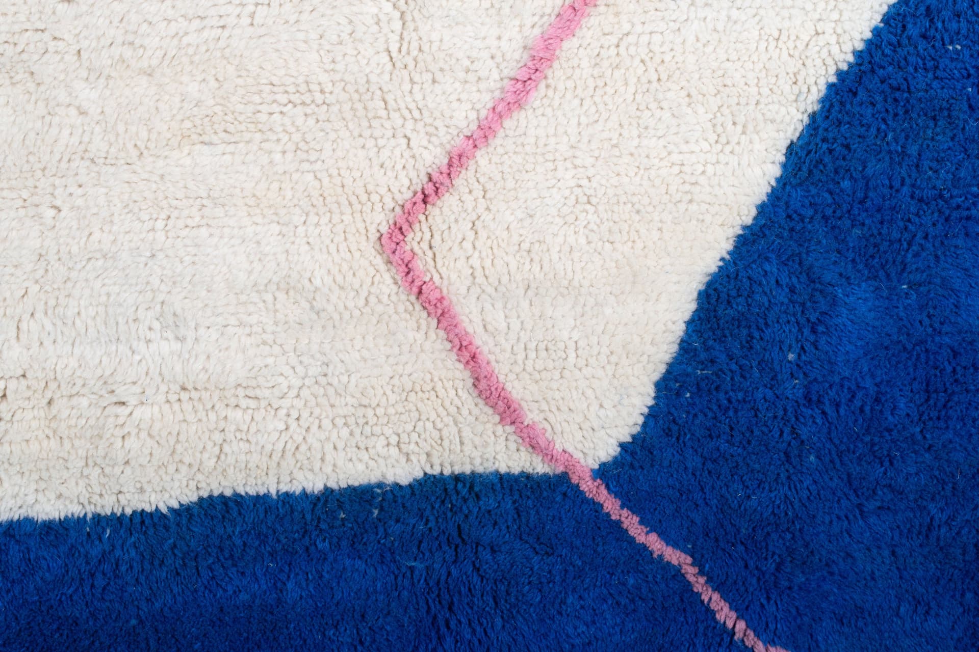 Moroccan Rug Mrirt 5x8 Wool Ivory White Cobalt Blue Blush Pink Peach Minimalist Living Room Berber