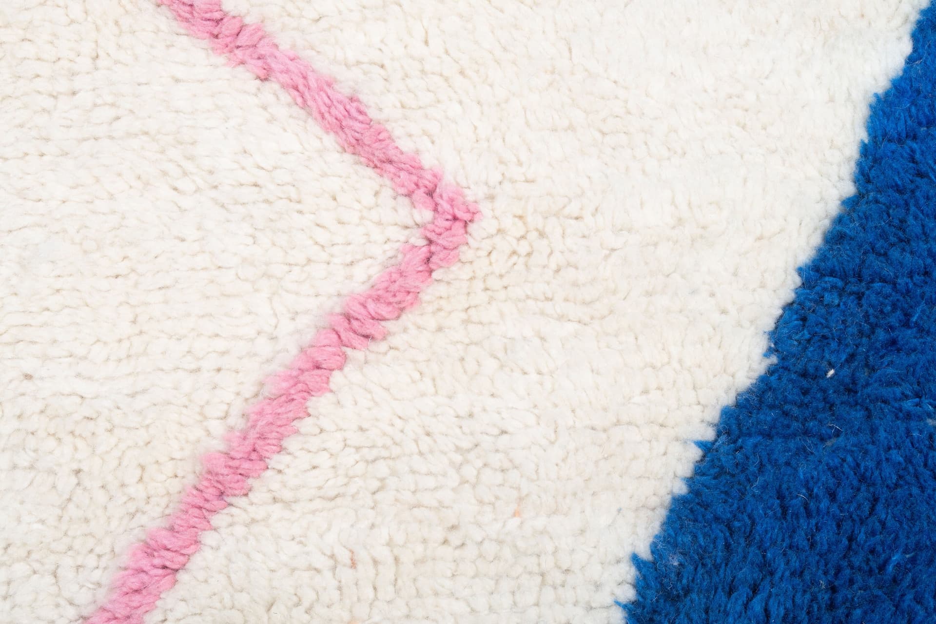 Moroccan Rug Mrirt 5x8 Wool Ivory White Cobalt Blue Blush Pink Peach Minimalist Living Room Berber