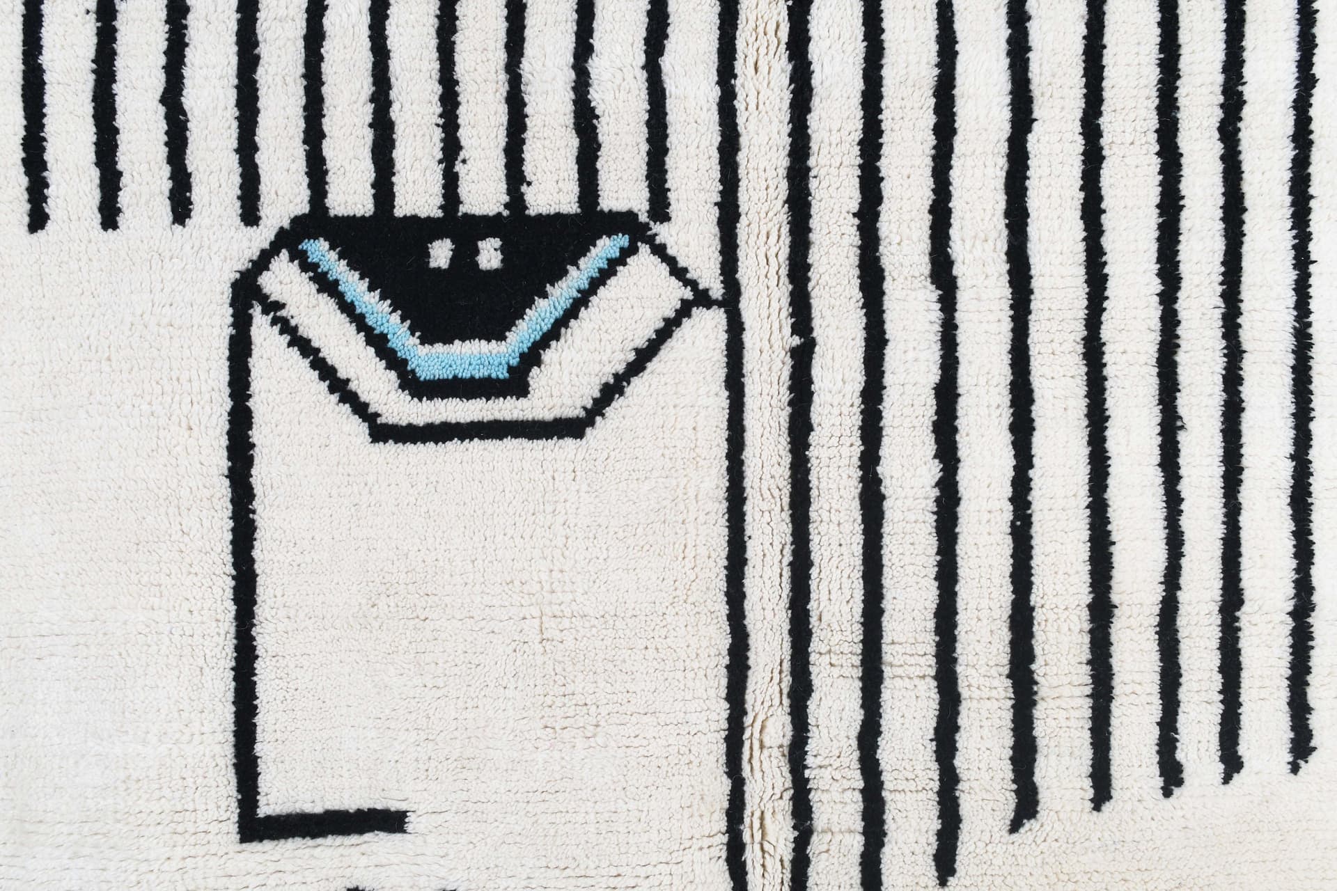 Moroccan Rug Mrirt 3x5 Wool Ivory Black Red Minimalist Living Room Berber