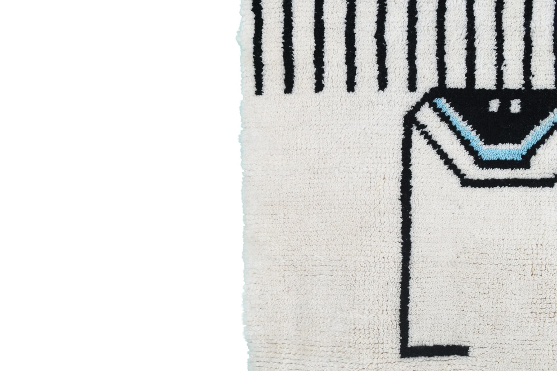 Moroccan Rug Mrirt 3x5 Wool Ivory Black Red Minimalist Living Room Berber