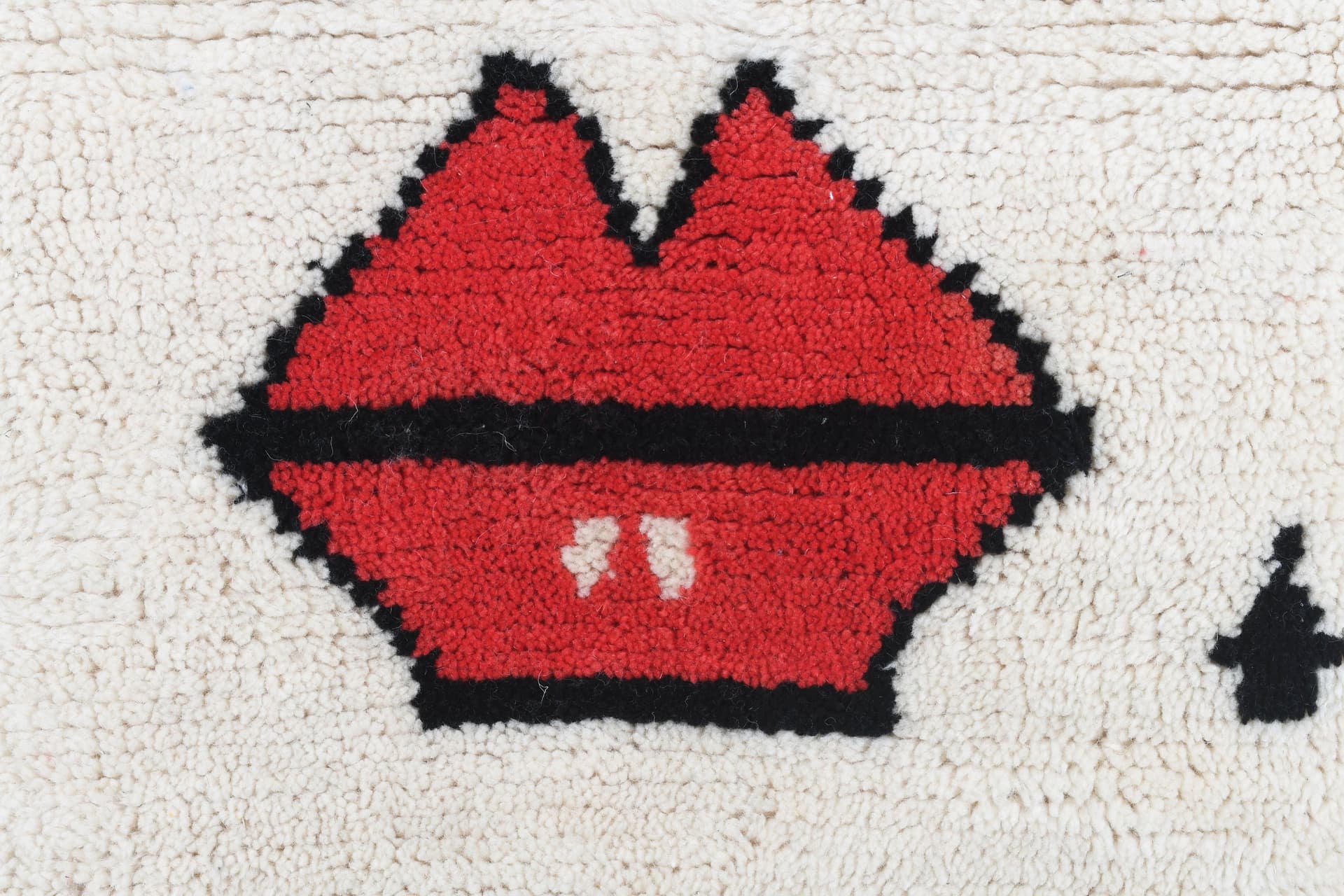 Moroccan Rug Mrirt 3x5 Wool Ivory Black Red Minimalist Living Room Berber