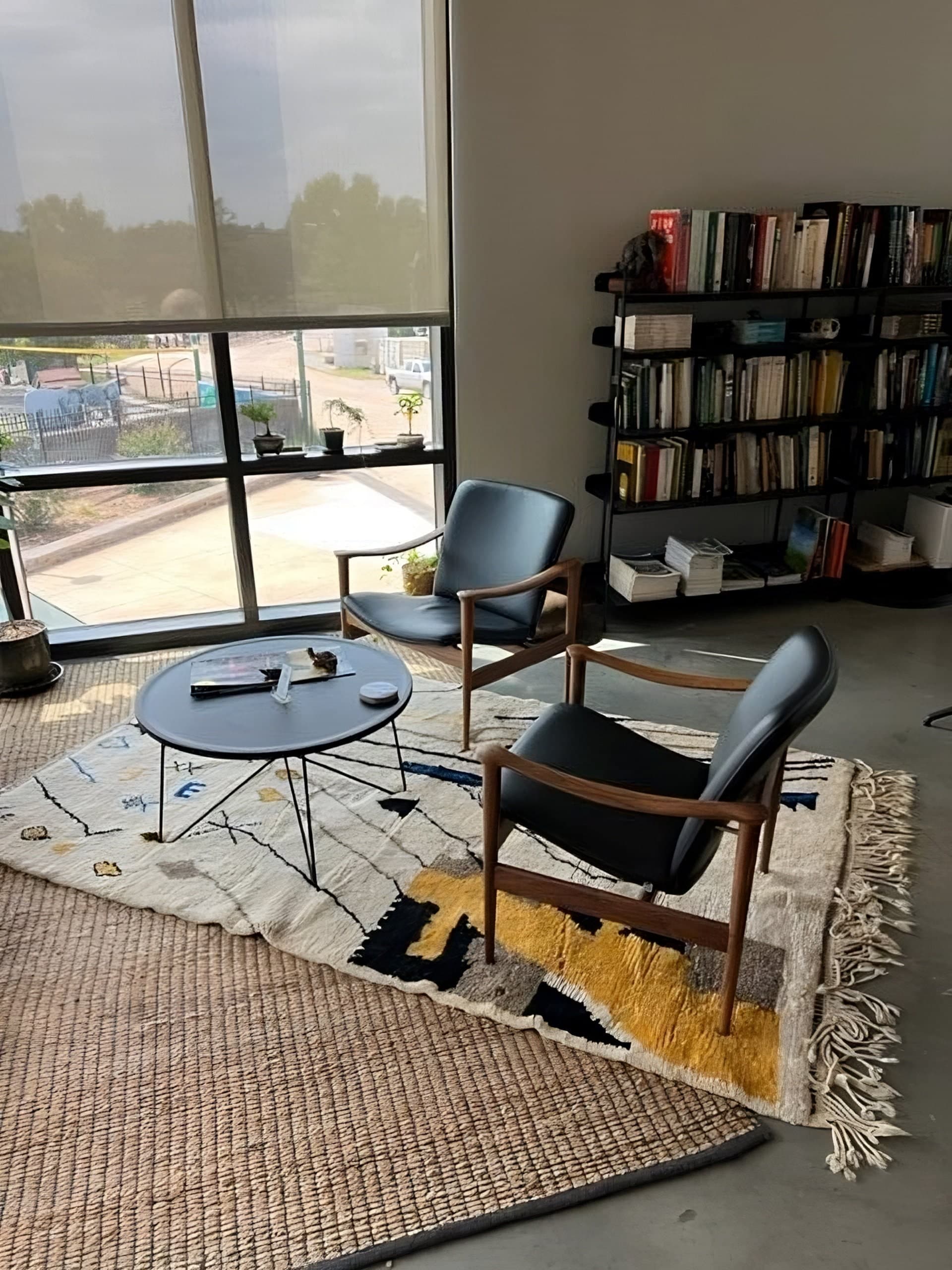 Ivory Blue Abstract Beni Ourain Rug