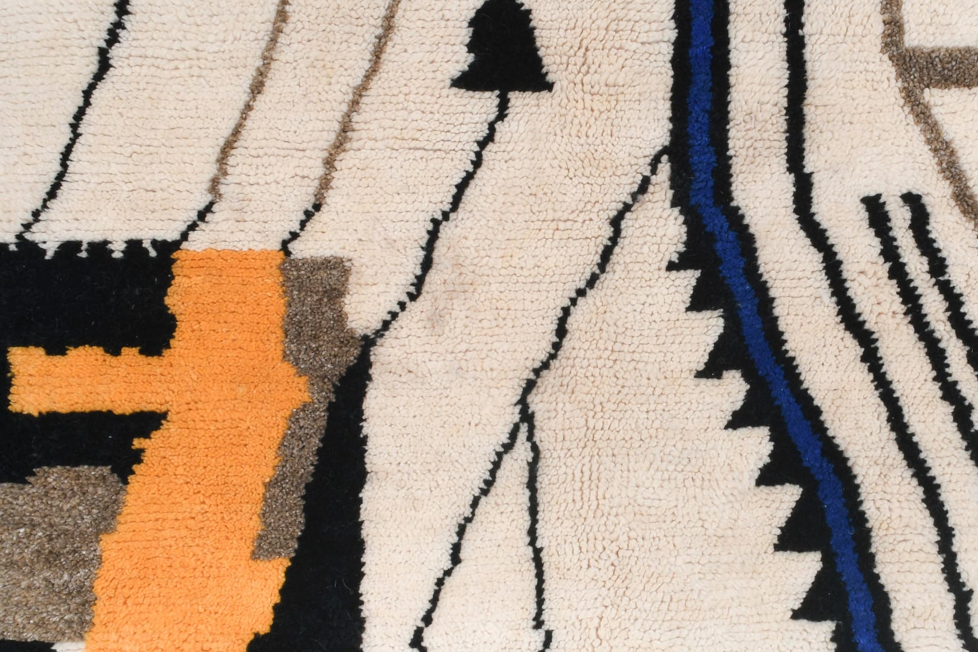 Ivory Blue Abstract Beni Ourain Rug