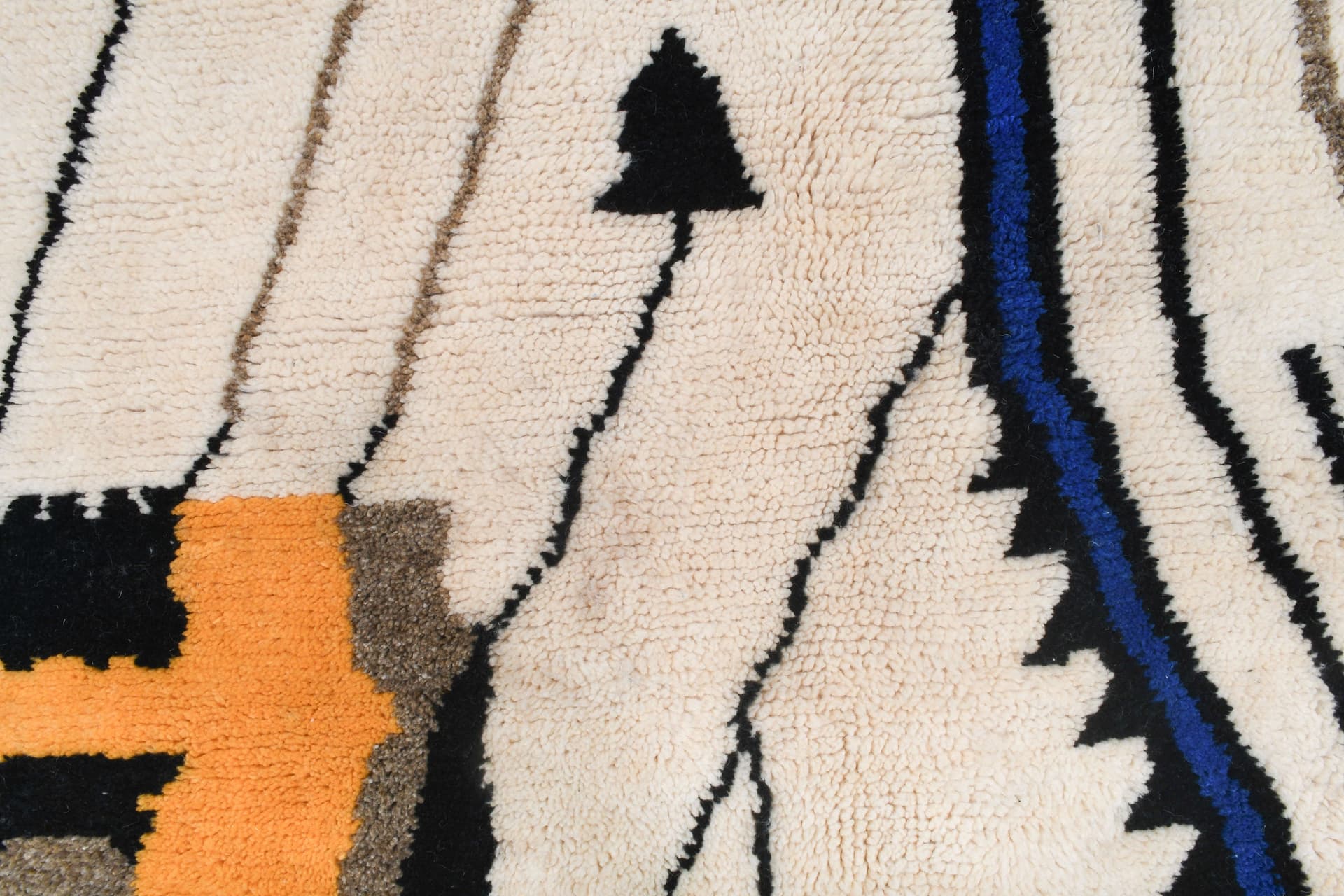 Ivory Blue Abstract Beni Ourain Rug