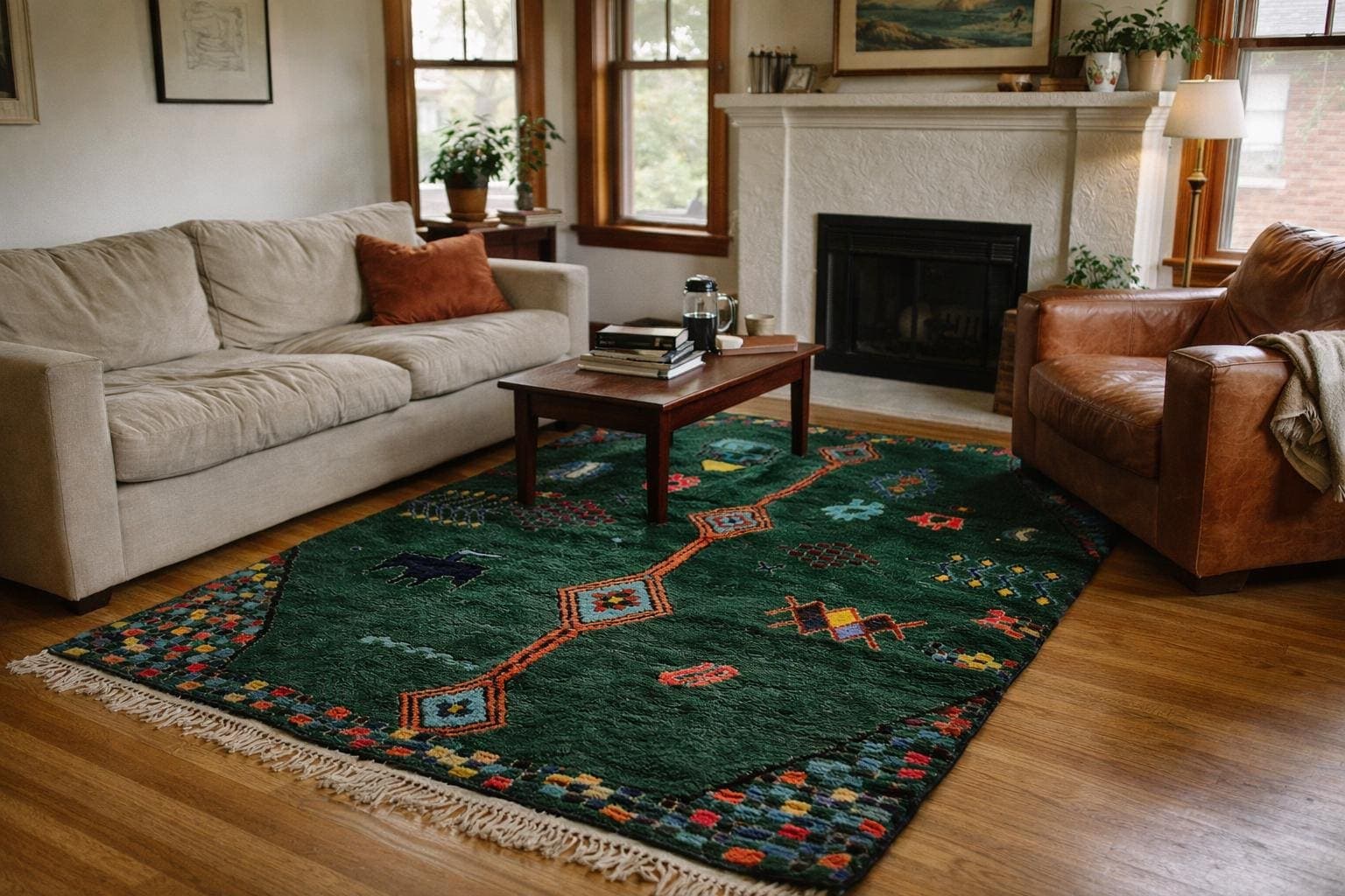 Green Diamond Chain Boujaad Rug