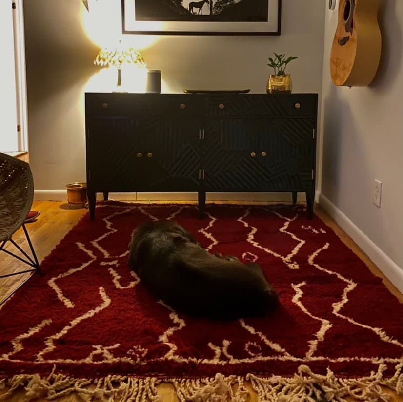 Burgundy Zigzag Beni Mrirt Rug