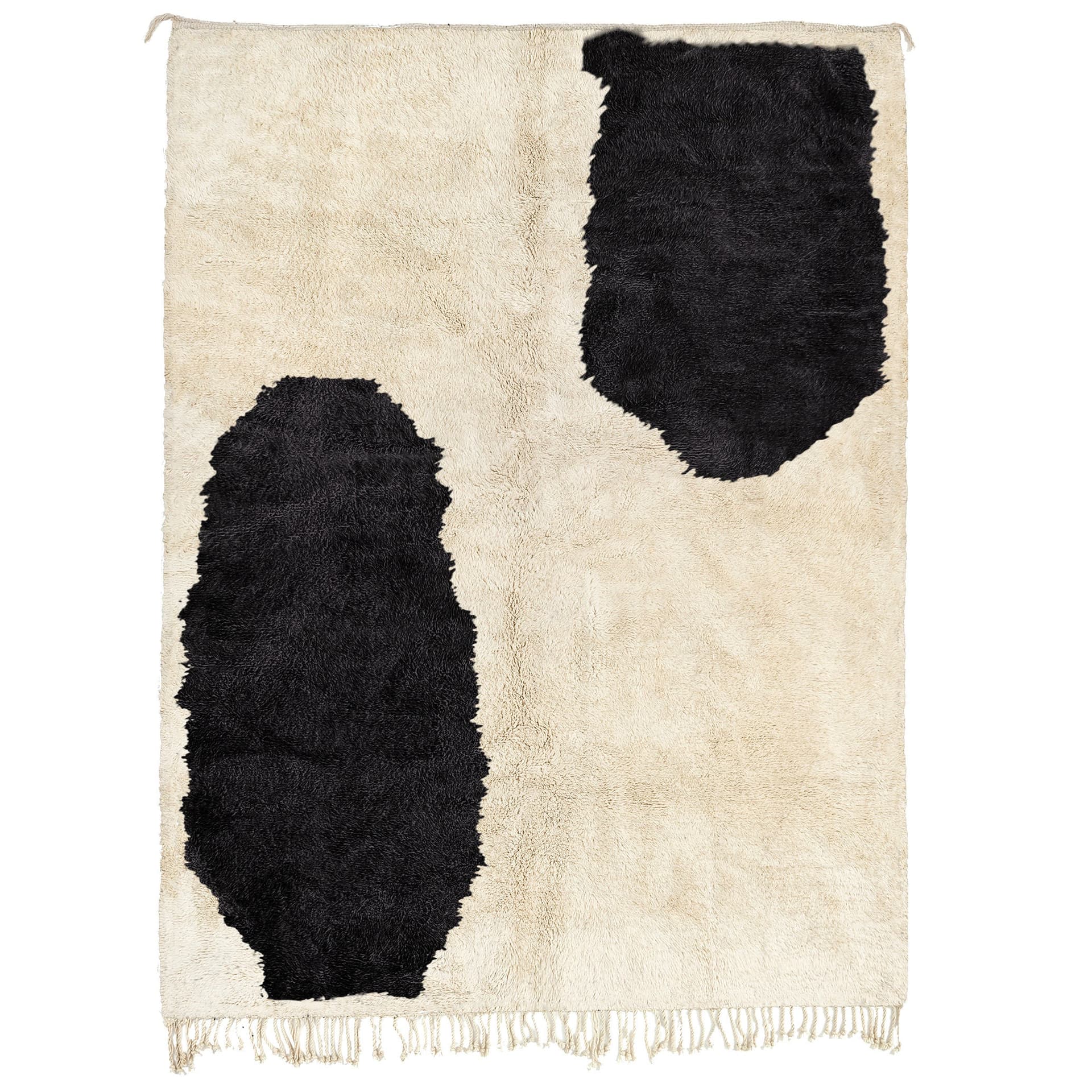 Ivory Abstract Black Beni Mrirt Rug