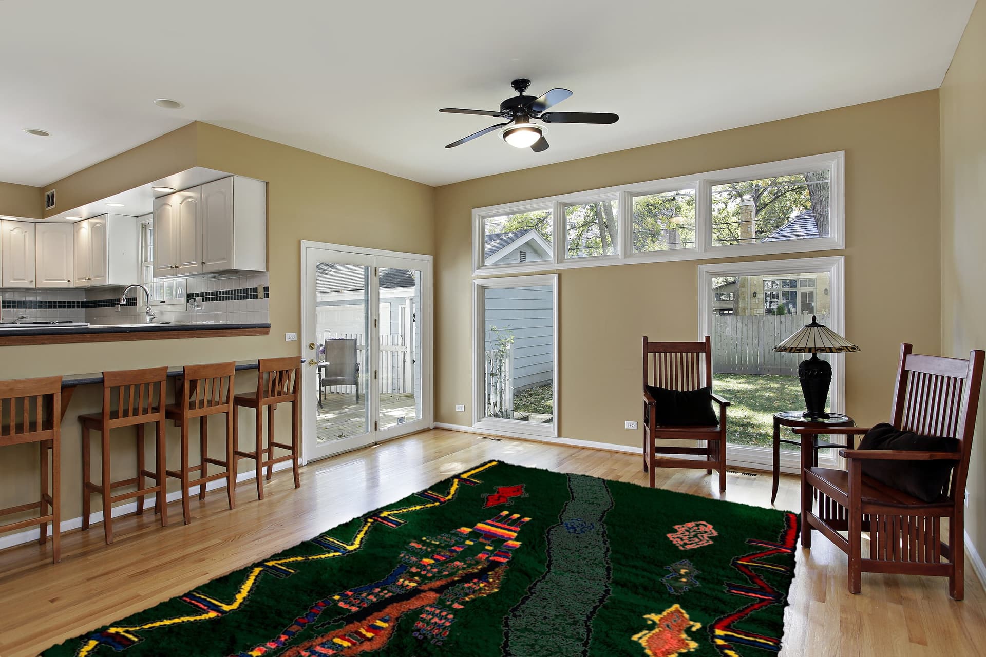 Green Zigzag Border Azilal Rug