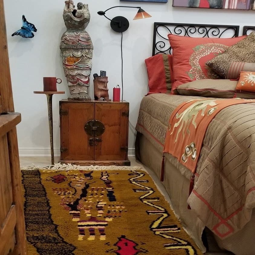 Moroccan Rug Handmade Wool Custom Size - Brown Neutral Boho Area Rug for Living Room Bedroom - Berber Tribal