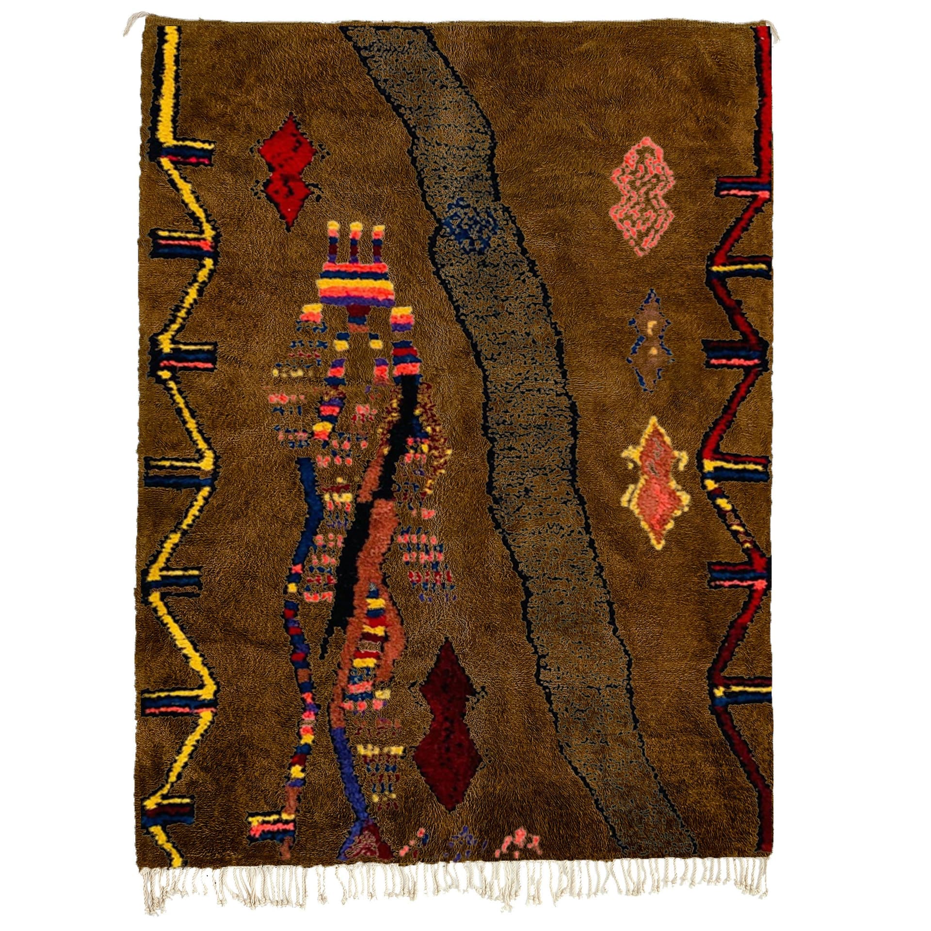 Moroccan Rug Handmade Wool Custom Size - Brown Neutral Boho Area Rug for Living Room Bedroom - Berber Tribal