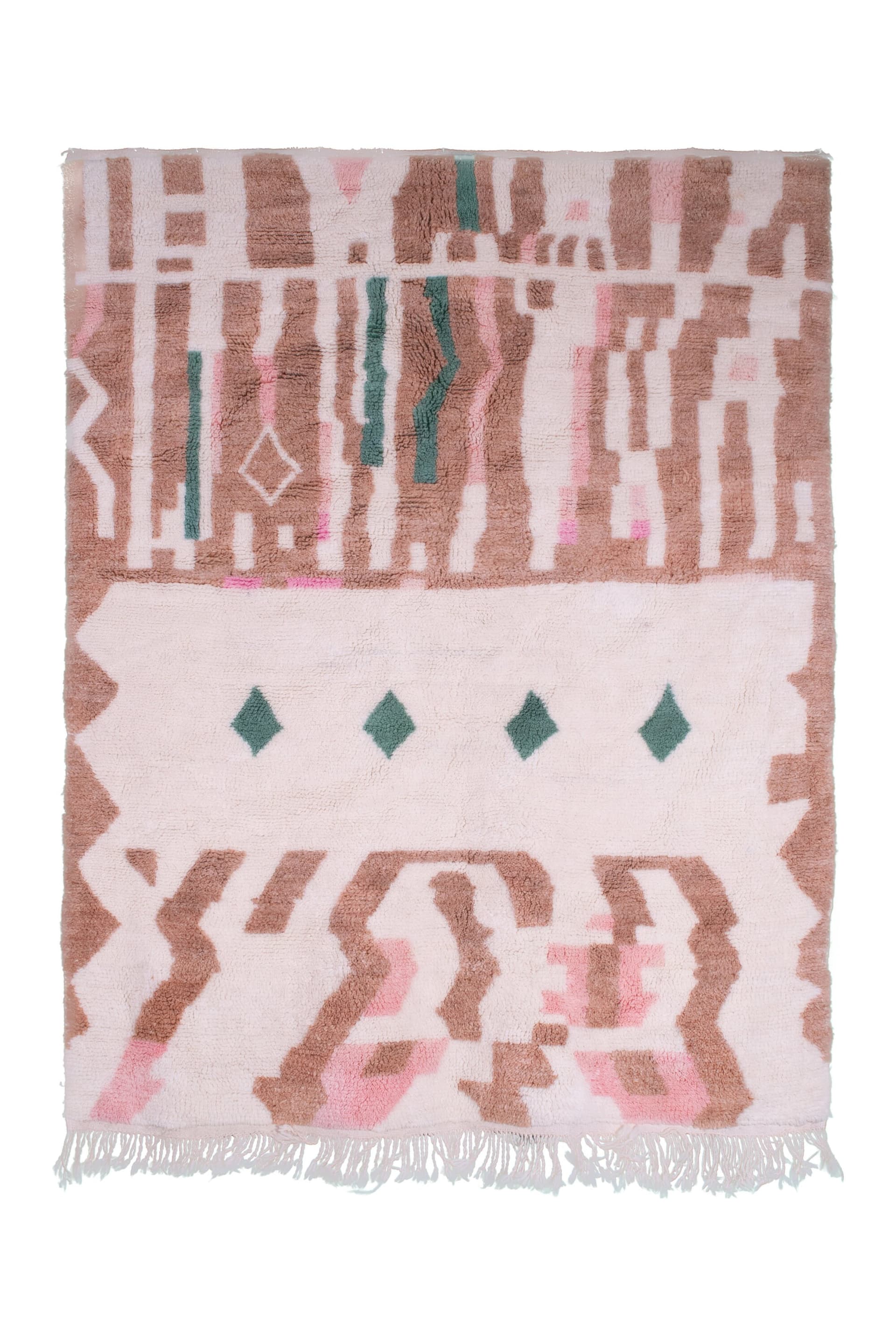 Ivory Green Diamond Beni Mrirt Rug
