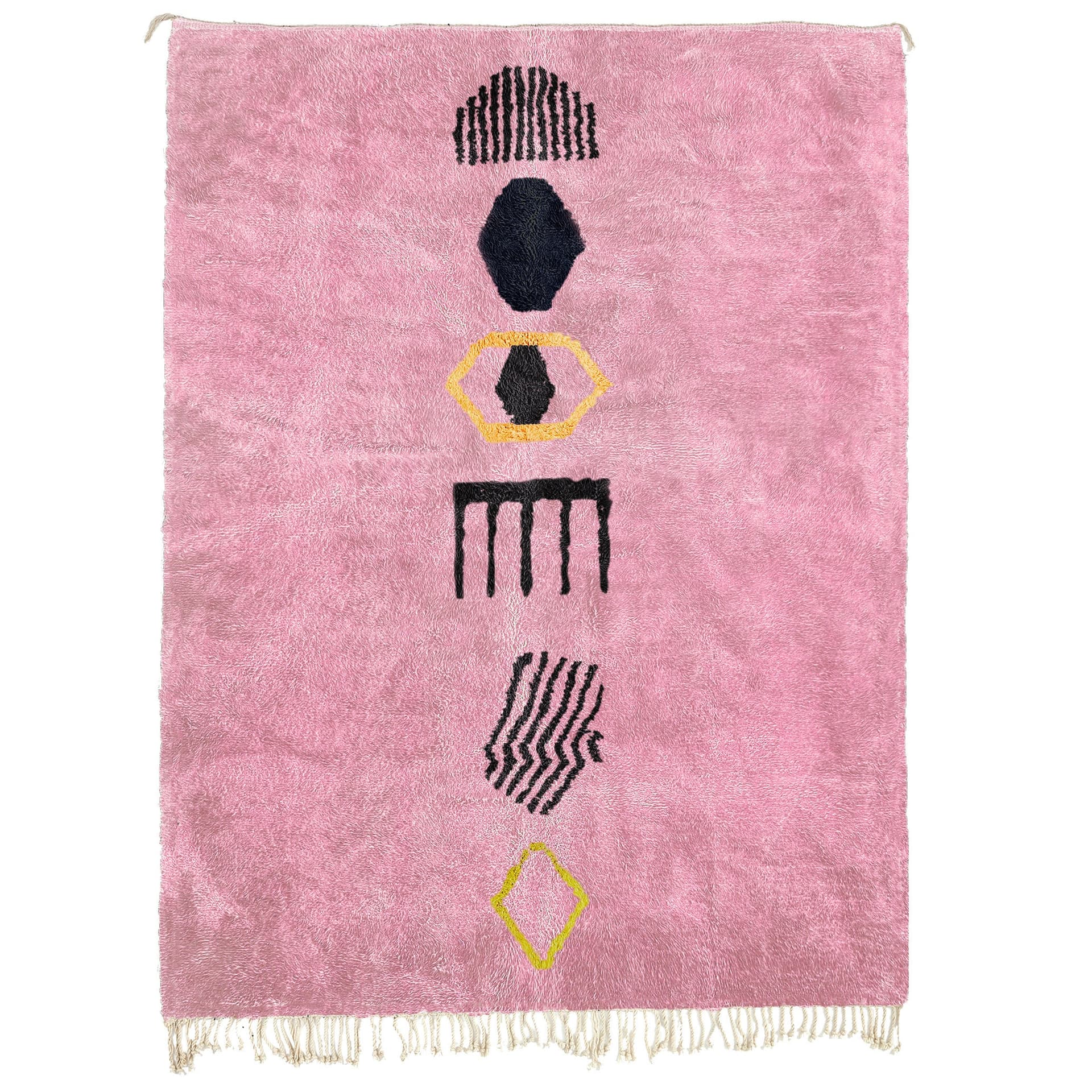 Moroccan Rug Handmade Wool Custom Size - Pink Boho Area Rug for Living Room Bedroom - Modern Minimalist Berber Rug