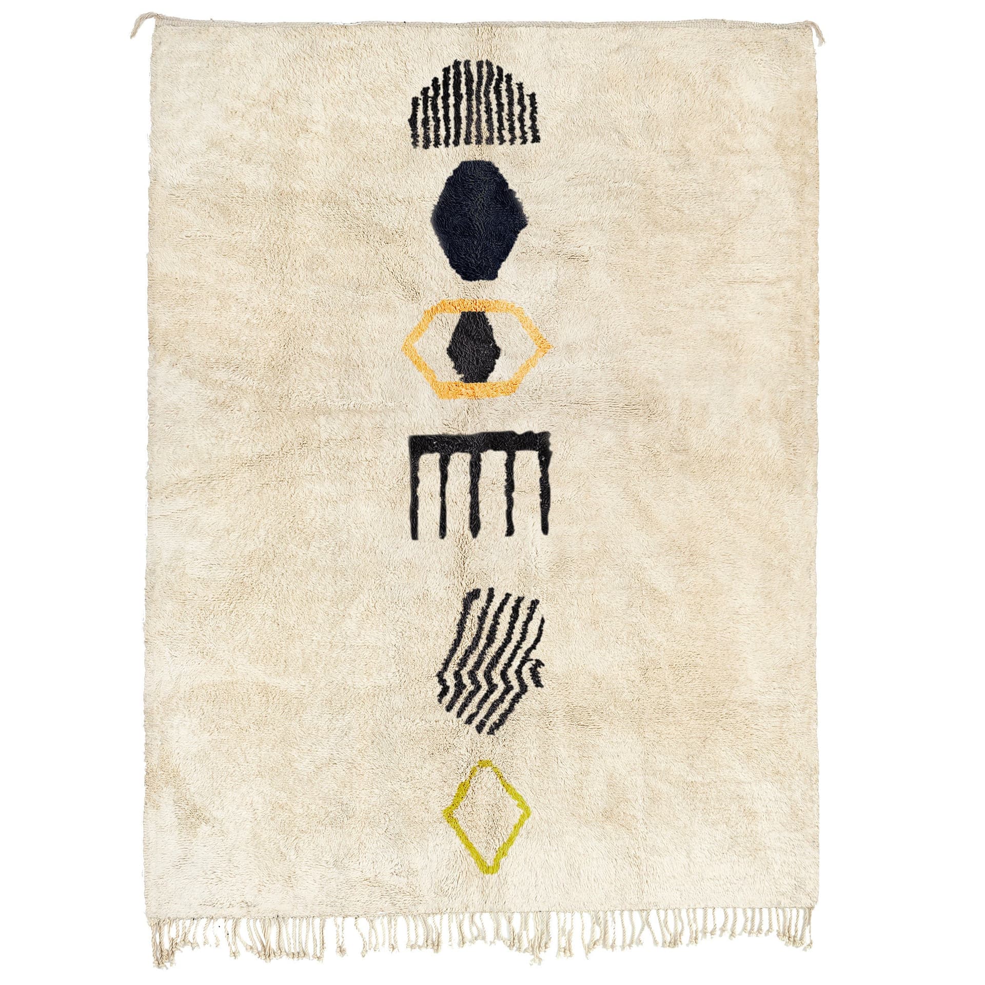 Moroccan Rug Handmade Wool Custom Size - Ivory Neutral Minimalist Boho Area Rug for Living Room Bedroom Berber