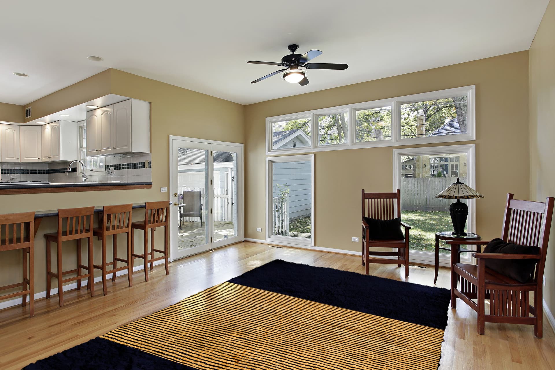 Navy Mustard Stripe Beni Mrirt Rug