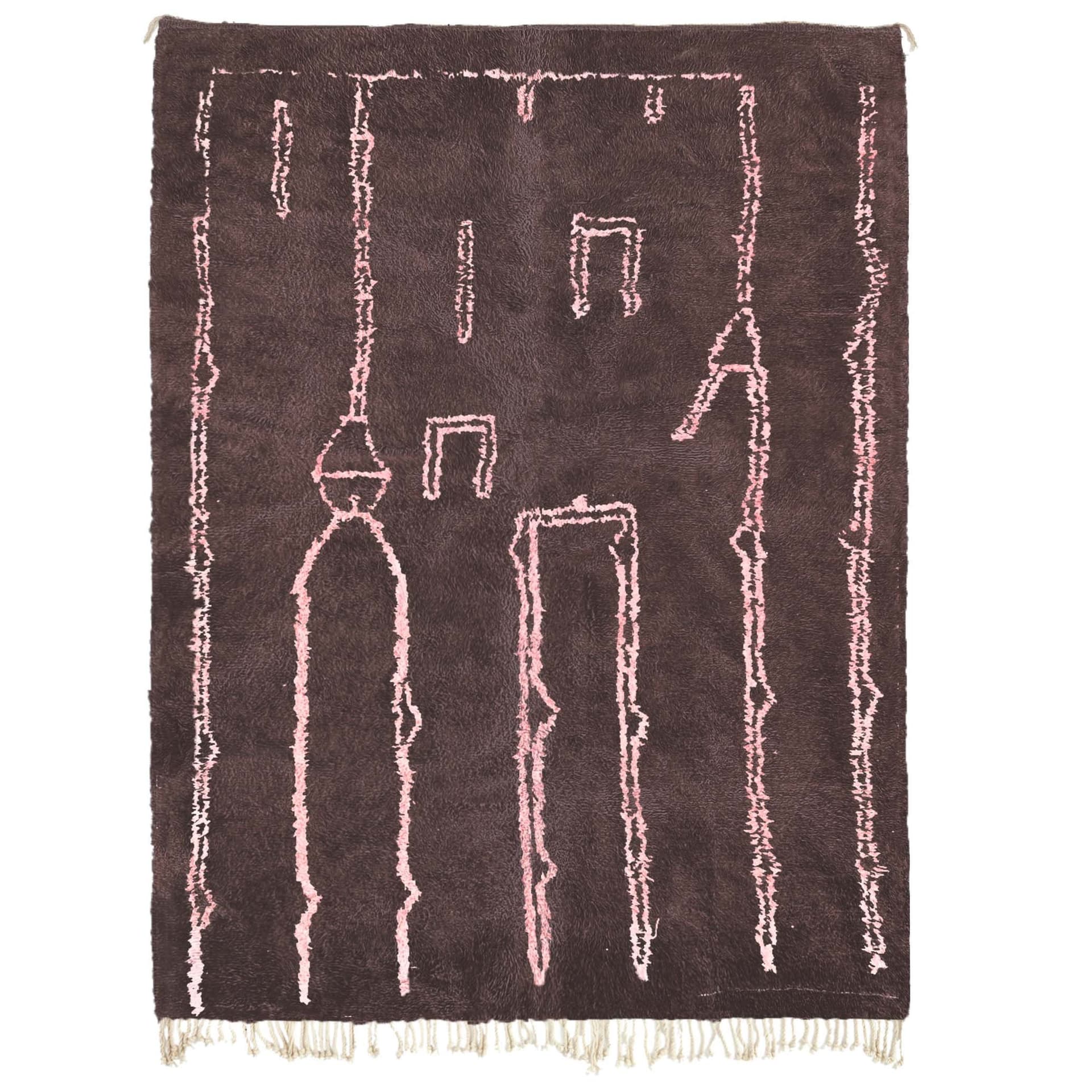 Brown Pink Linework Rug