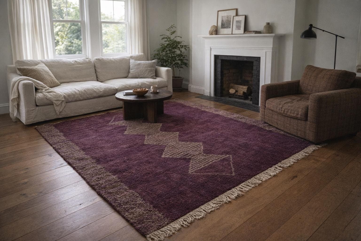 Purple Zigzag Beni Mrirt Rug