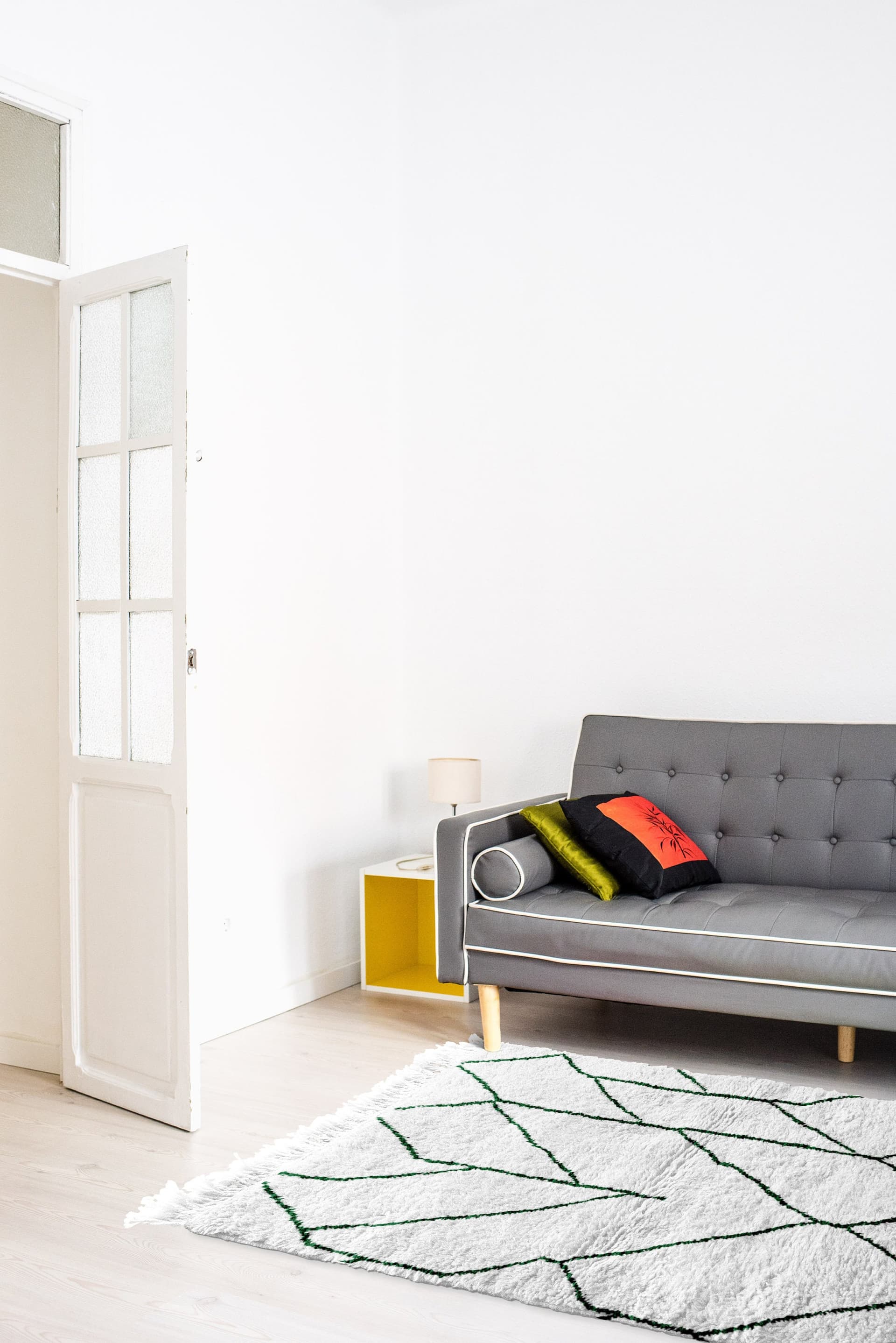 Neutral Green Line Beni Ourain Rug