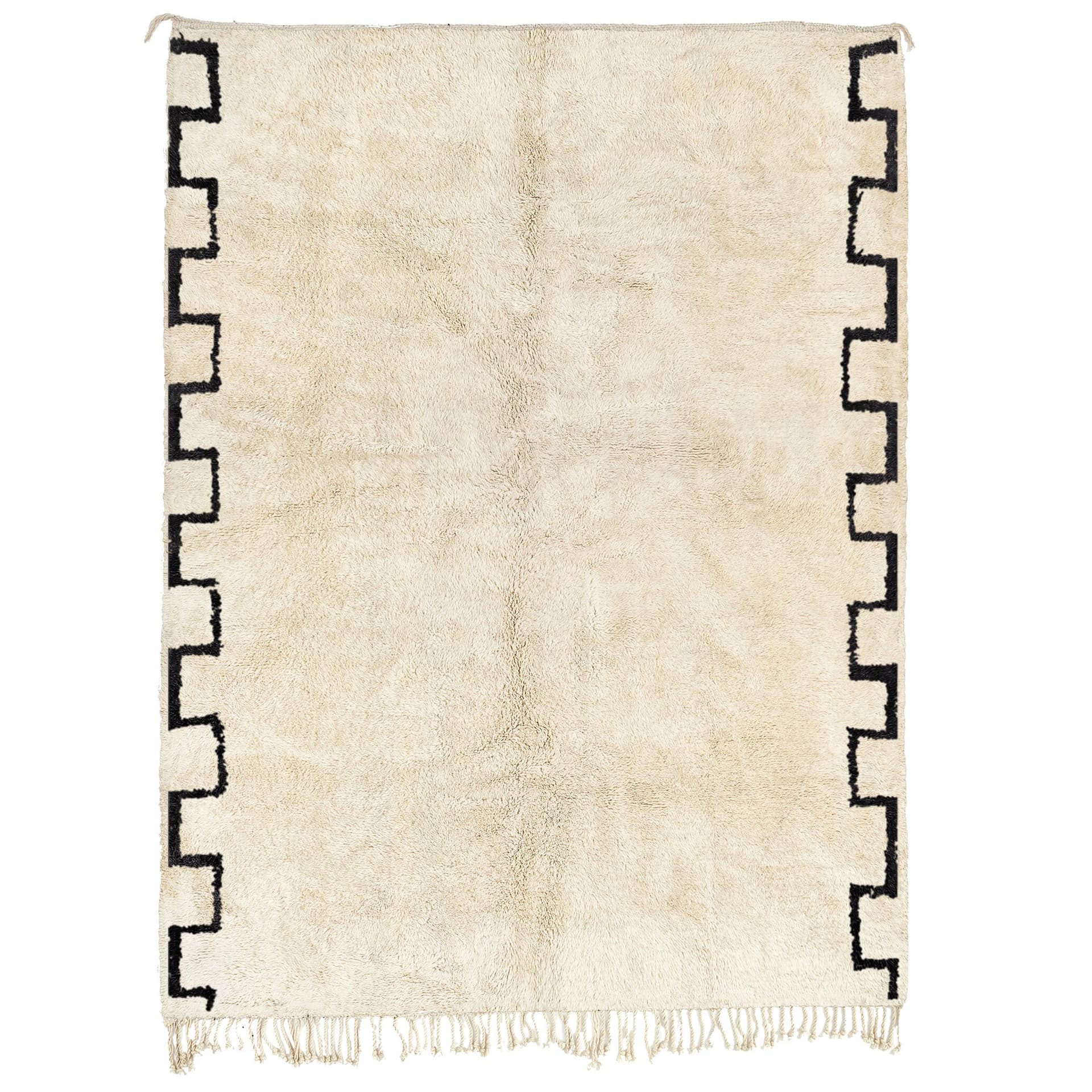 Neutral Stepped Border Beni Ourain Rug