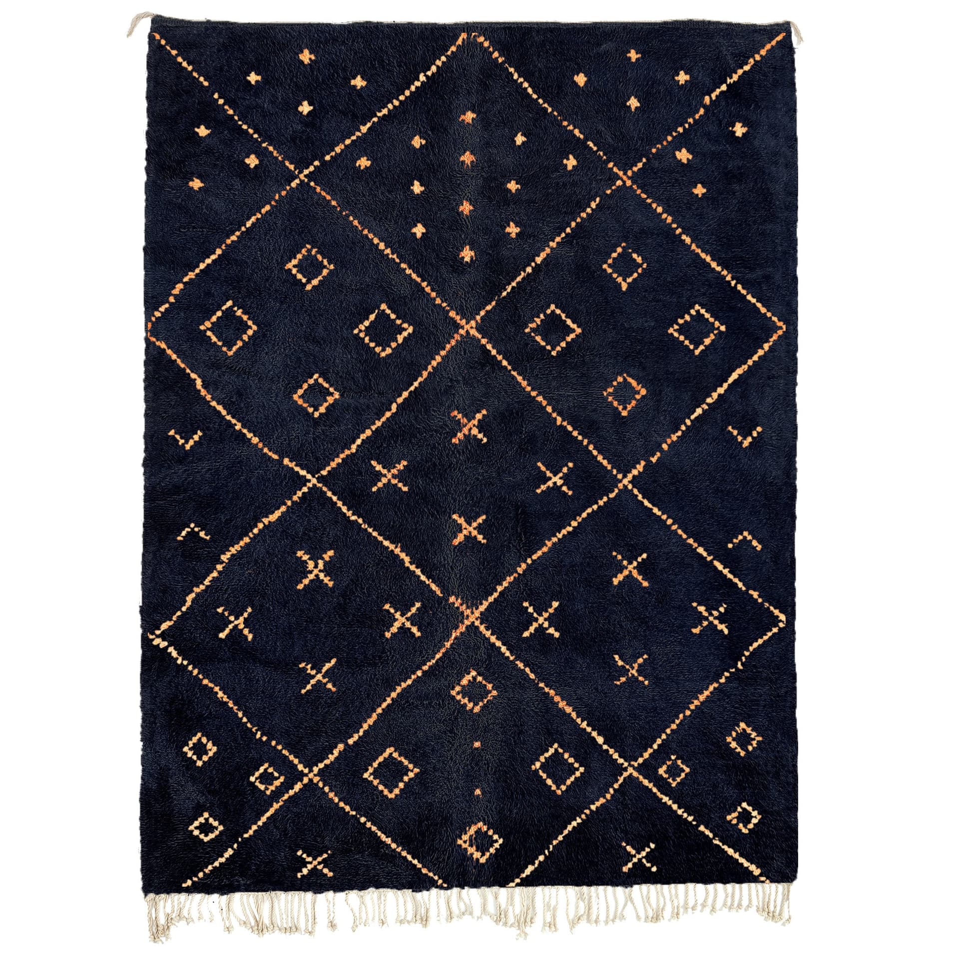 Navy Copper Diamond Beni Ourain Rug
