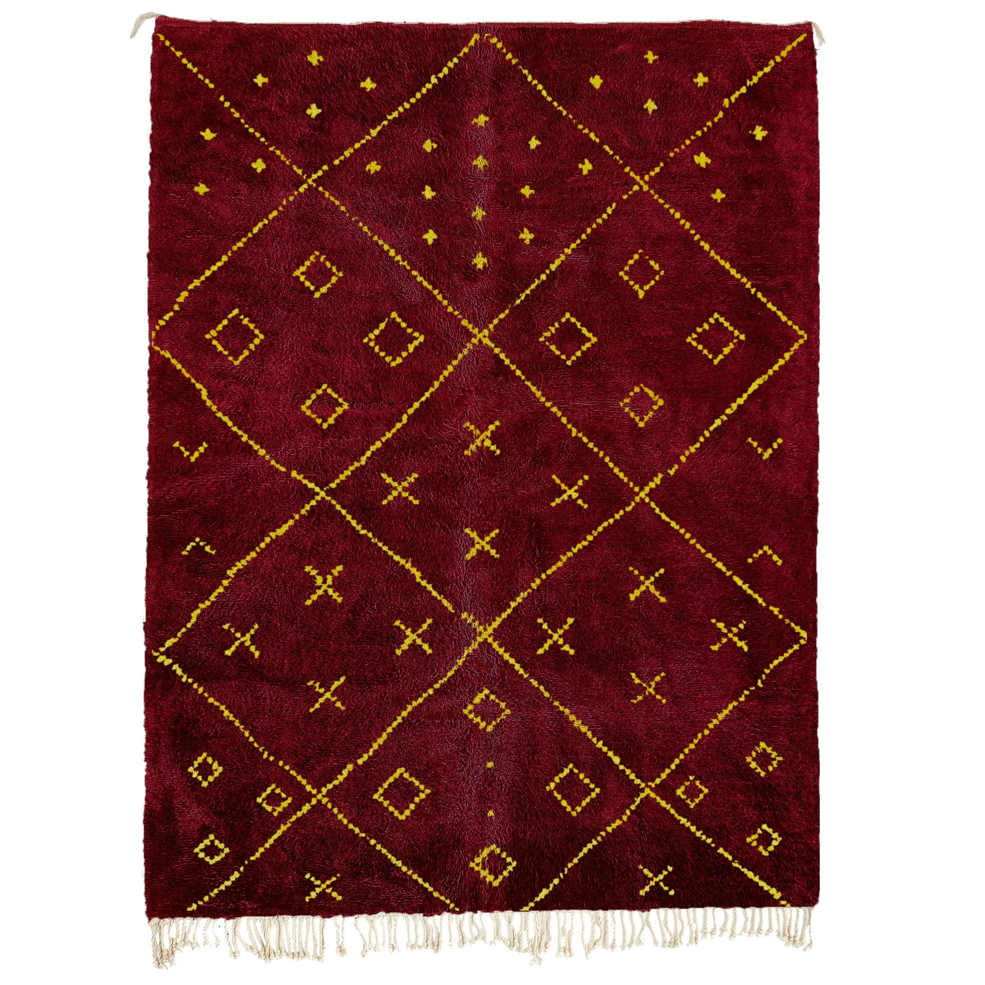 Burgundy Yellow Diamond Rug